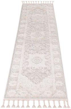 Läufer Valencia 732, Carpet City, rechteckig, Höhe: 20 mm, Boho-Stil, Ornamente, 3D-Effekt, mit Fransen, Sisal