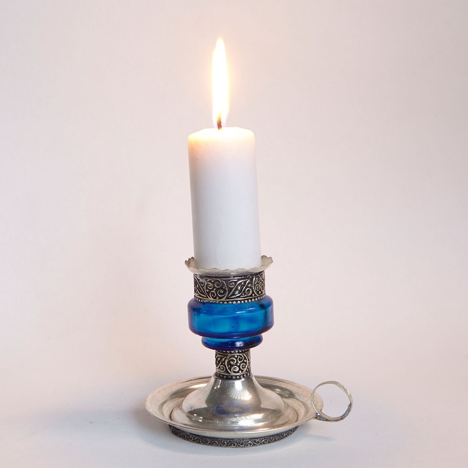 Casa Moro Kerzenständer Marokkanischer Kerzenhalter Aladin aus Metall & Glas (Romantisches Kerzenlicht, Tisch Dekoration Feier Weihnachten), Kerzenleuchter aus Marrakesch Blau