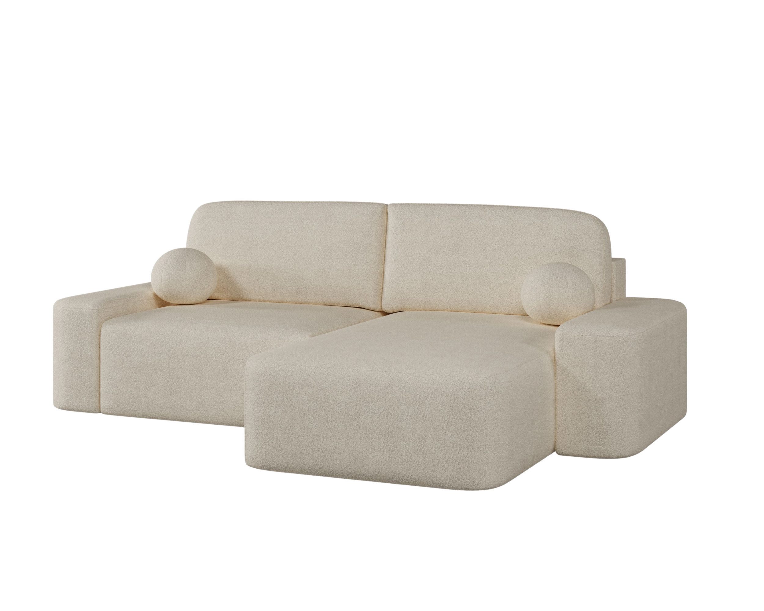 MOEBLO Ecksofa Lisbon aus Bouclé, Ottomane günstig online kaufen