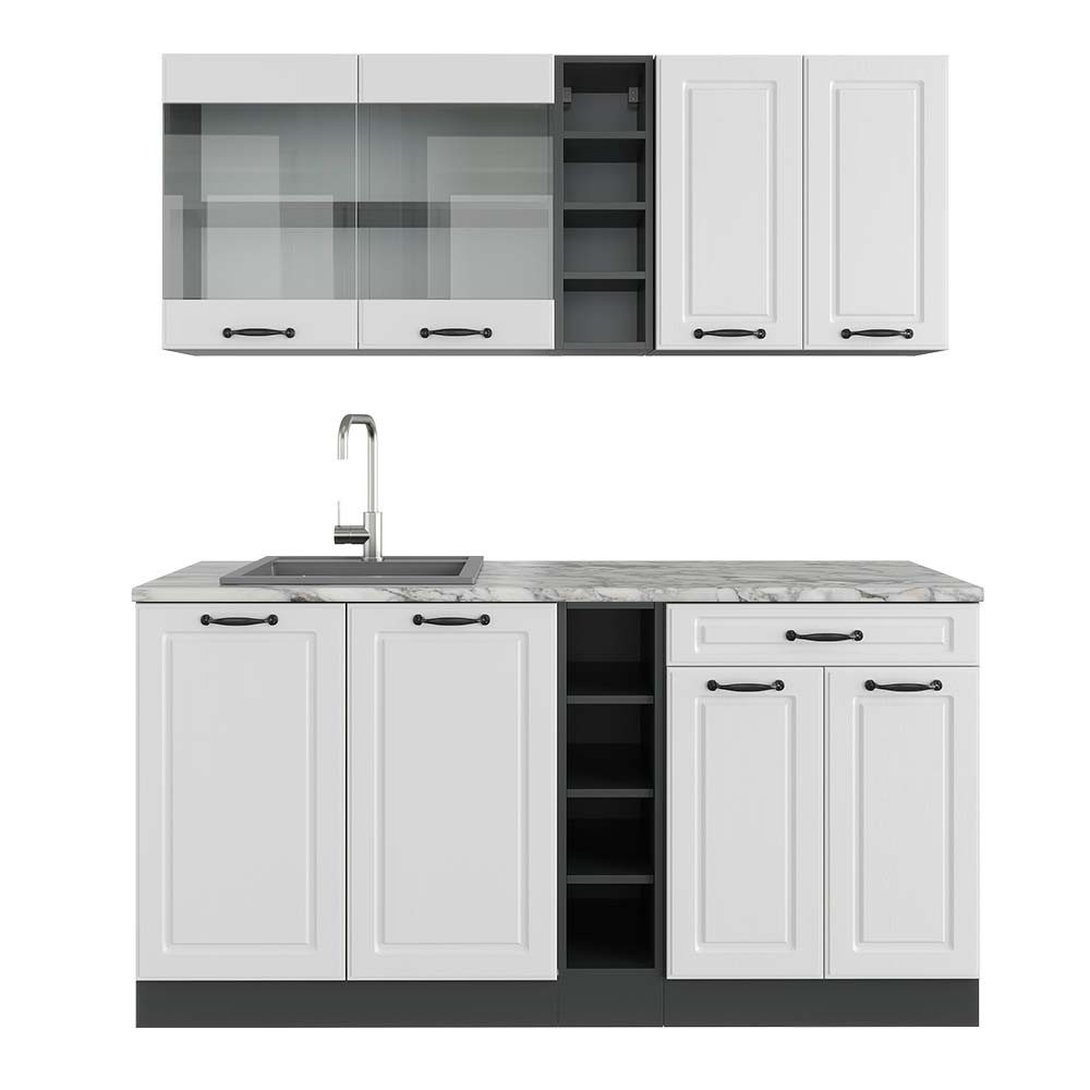 Vicco Küchenzeile R-Line, Weiß Landhaus/Anthrazit, 160 günstig online kaufen