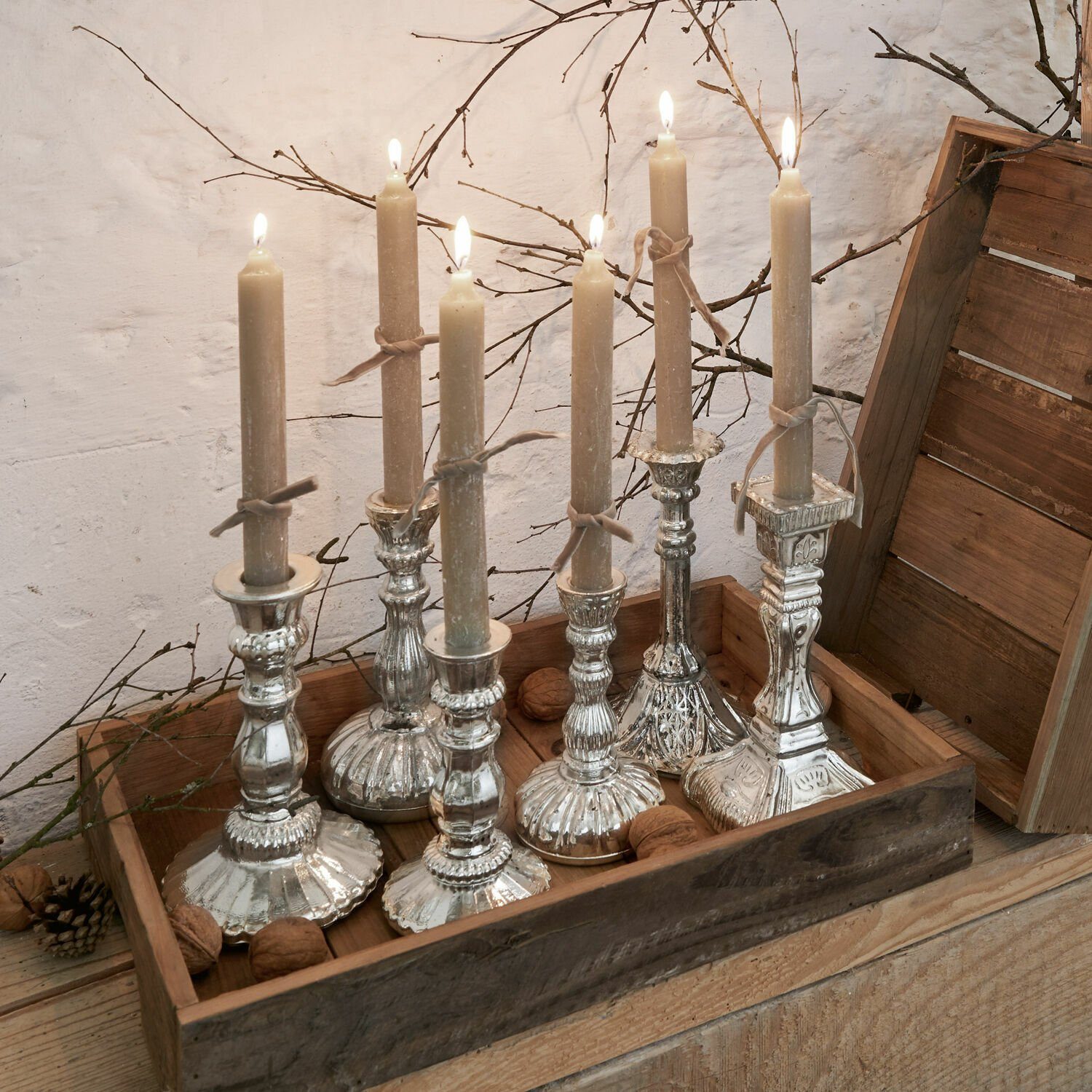 Mirabeau Kerzenständer Kerzenständer 6er Set Adolpha antiksilber günstig online kaufen