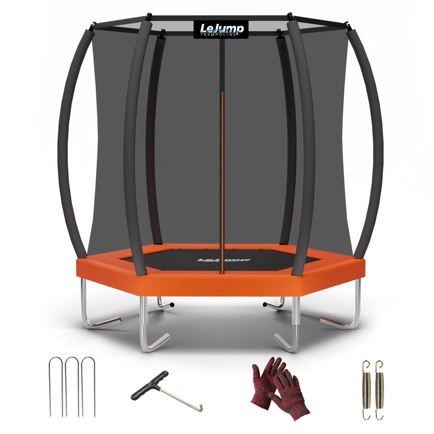 LeJump Gartentrampolin 235 cm Durchmesser Outdoor "Sunrise" Trampolin, Ø 235 cm, Mit Sicherheitsnetz »Deluxe«, Schutzrand schwarz