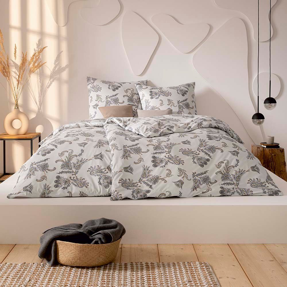 Estella Bettwäsche Estella Mako Jersey Bettwäsche 135x200 Agneta Paisley leinen braun, Mako-Jersey, 2 teilig