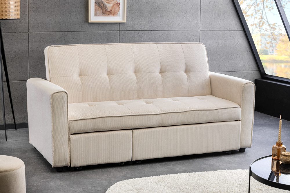 riess-ambiente Schlafsofa SMART 180cm beige – ausziehbar, Cord, 2-Sitzer Co günstig online kaufen