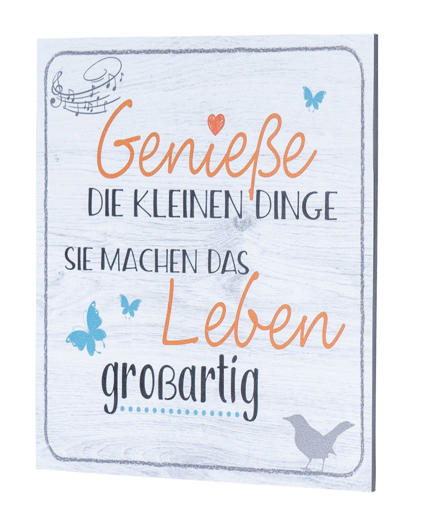 Levandeo® Wandbild, Wandbild 20x20cm Genieße die kleinen Dinge Spruch Deko Wandschild