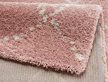 Teppich Hochflor Teppich Hash rosa creme, MINT RUGS, rechteckig, Höhe: 35 mm
