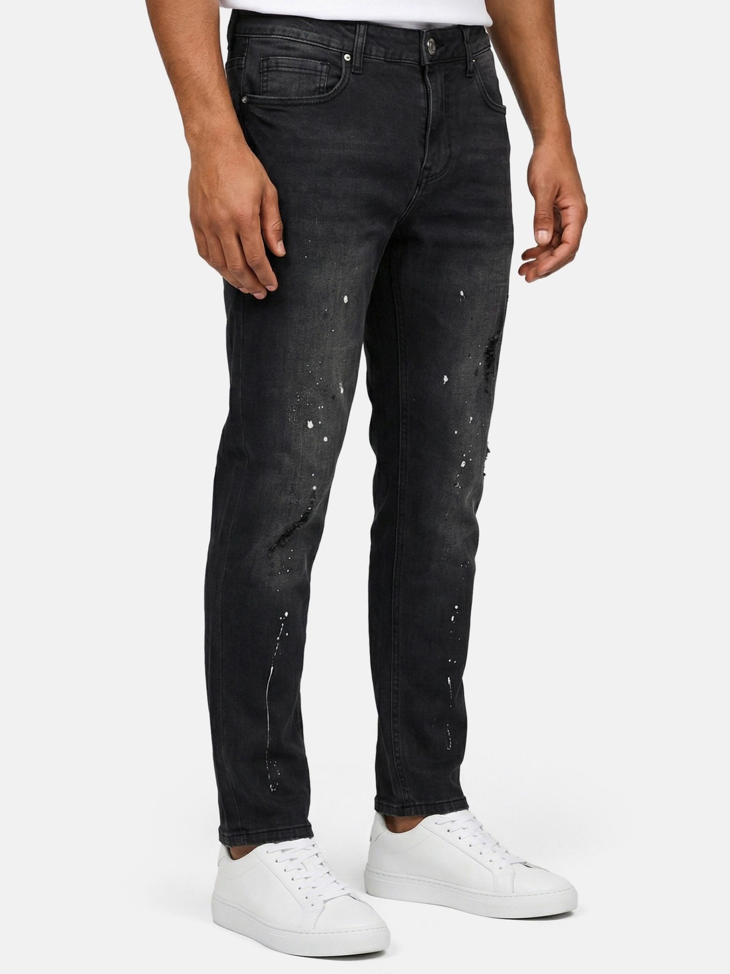 Tazzio Slim-fit-Jeans A110 Destroyed-Look mit Paint-Splatter-Effekt & Used-Waschung – Bild 5 von 5
