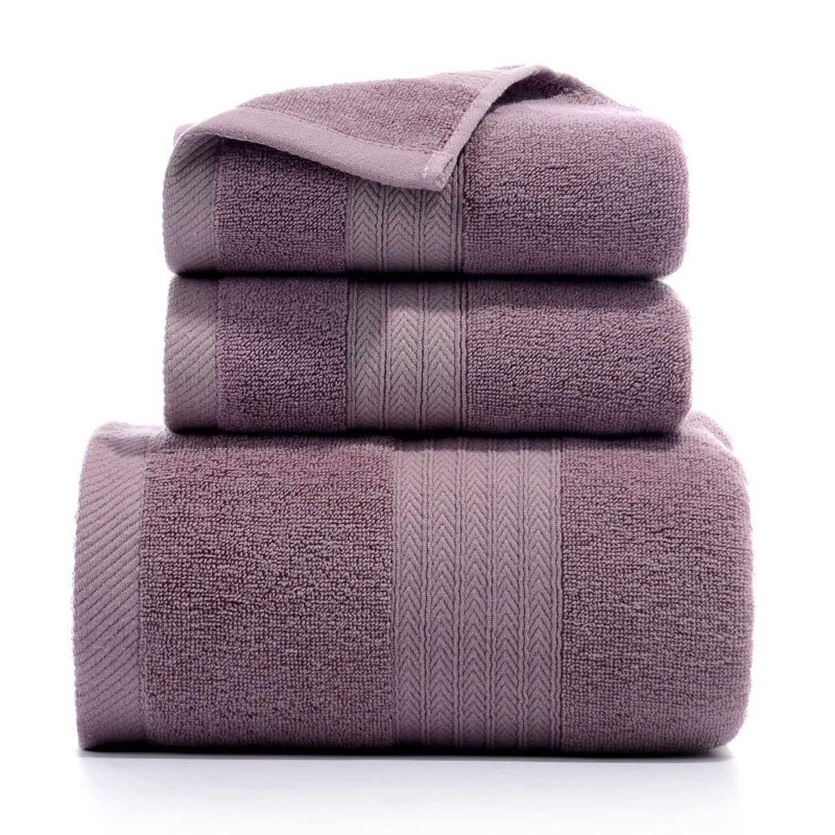 Jormftte Handtuch Set Handtücher Set-2xHandtuch,1xBadetuch,saugfähig und weich,für zu Hause Violett