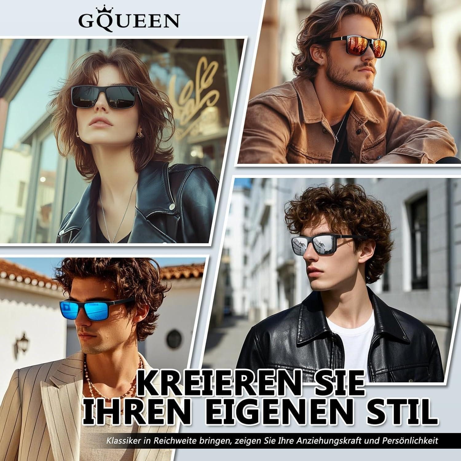 LuxusKollektion Retrosonnenbrille Sonnenbrille Herren 2.1 Matt Schwarz Grau & Glänzend Schwarz Blau