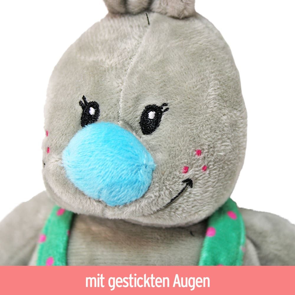 Rasehorn Kuscheltier Kuscheltier Hase grau mit Kleidung und bunter Nase - ca. 30 cm (1-St)