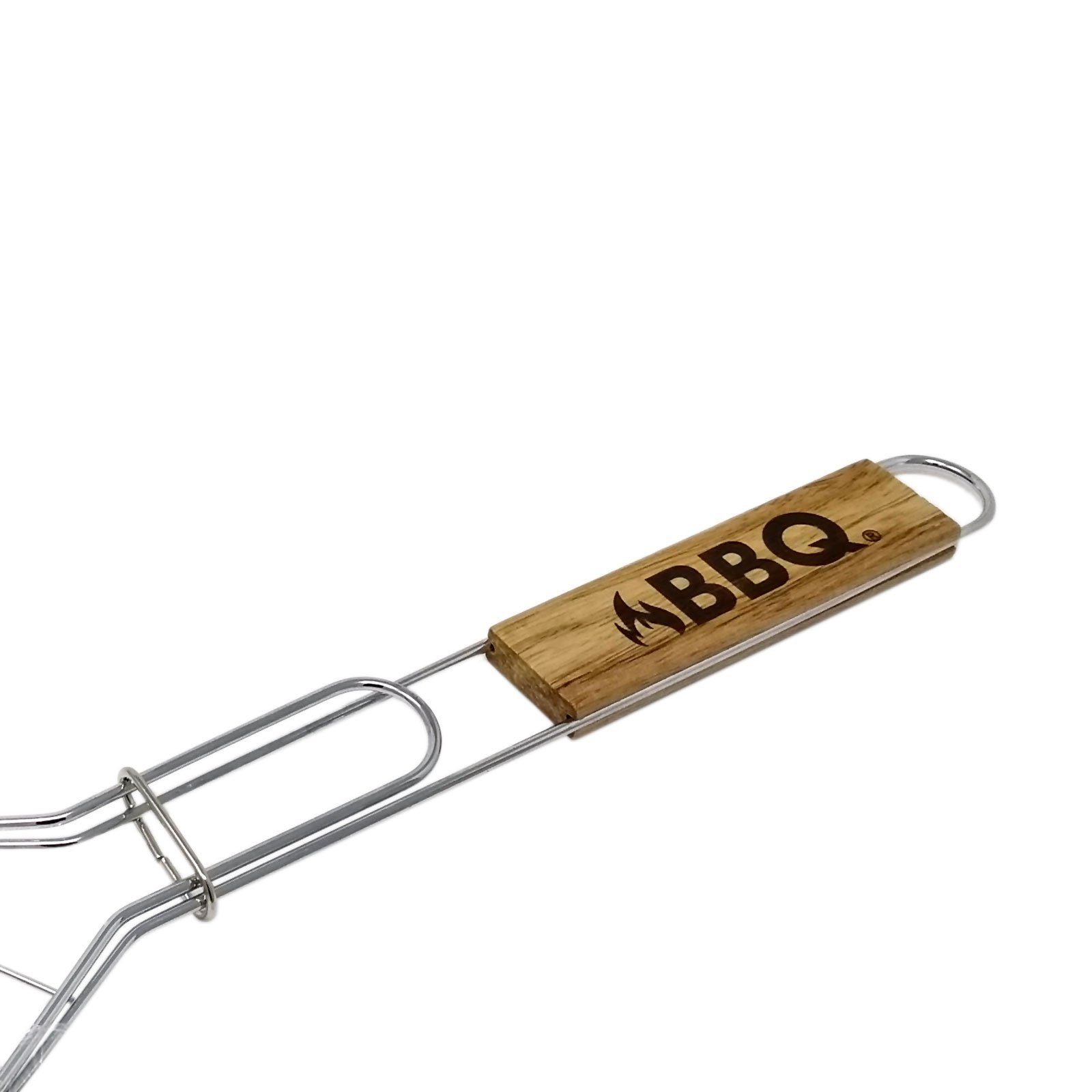 ToCi Grillguthalter 4 Stk. Fisch-Griller Holzgriff Fischbräter Fisch-Grillzange Fischzange, mit Holzgriff, klappbar