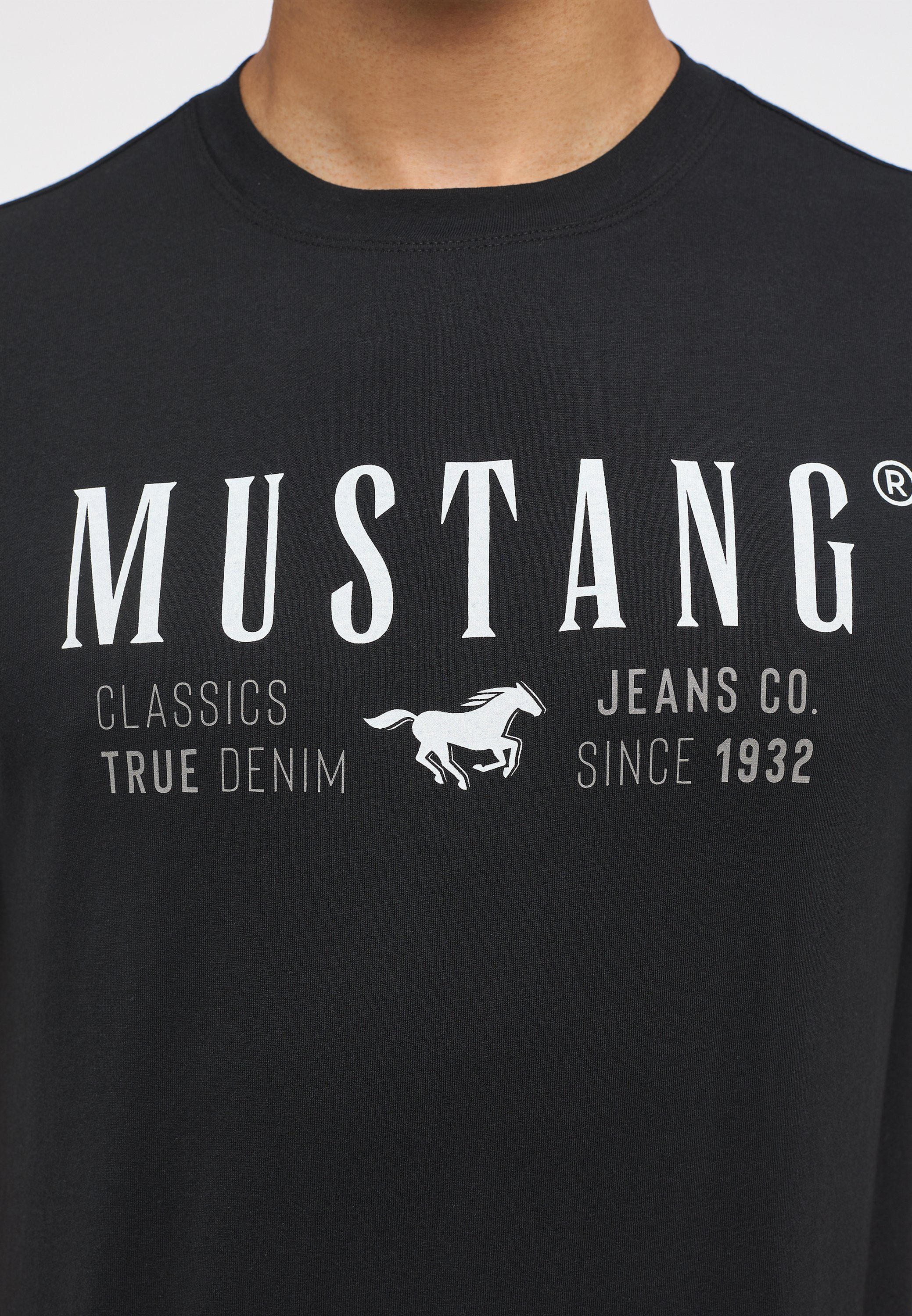 Kurzarmshirt schwarz Print-Shirt Mustang MUSTANG