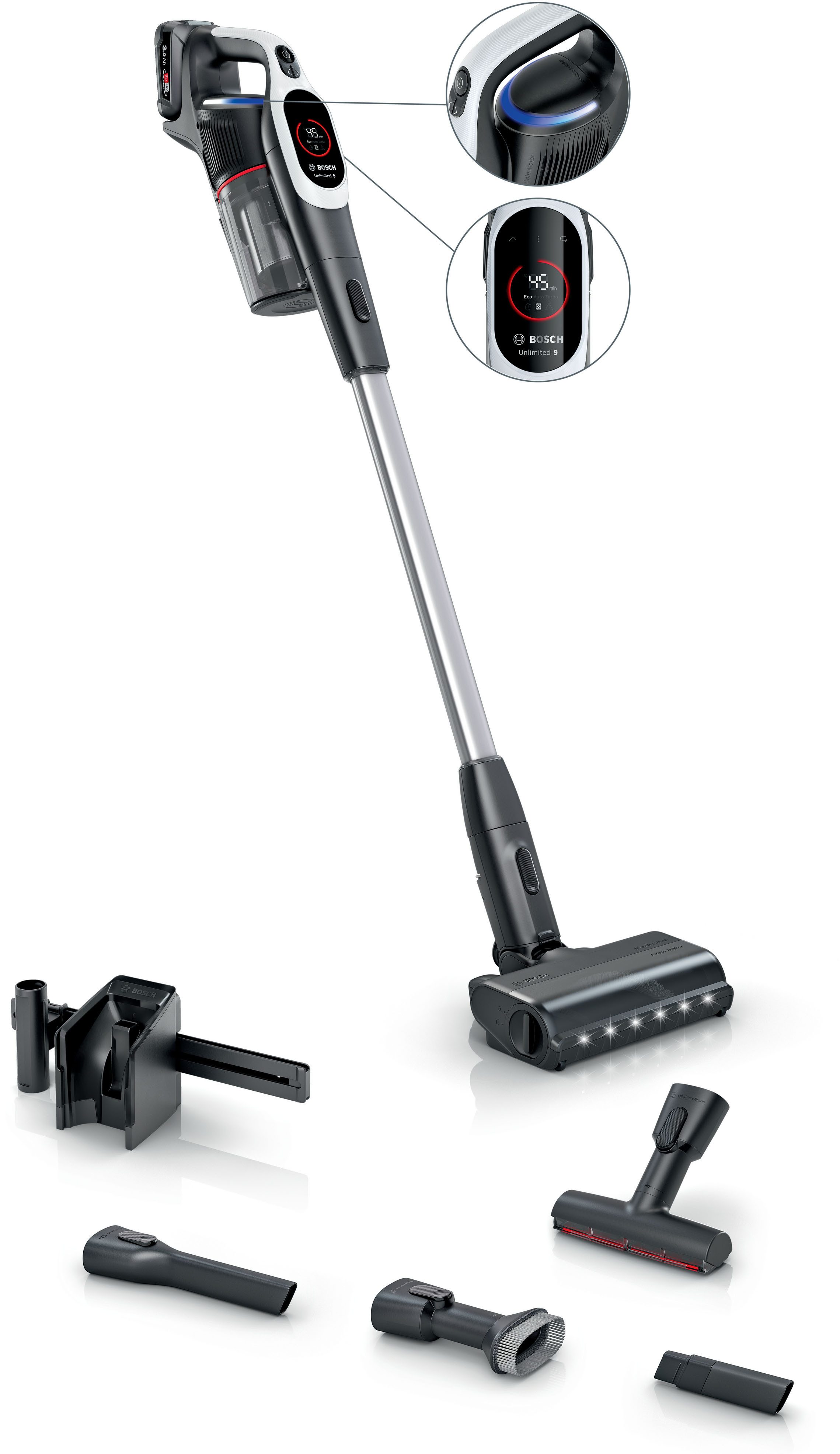 BOSCH Akku-Stielstaubsauger BKS931BA, beutellos, HEPA-Filtersystem, 10 Jahre Motorgarantie, Staubkomprimierung, weiß