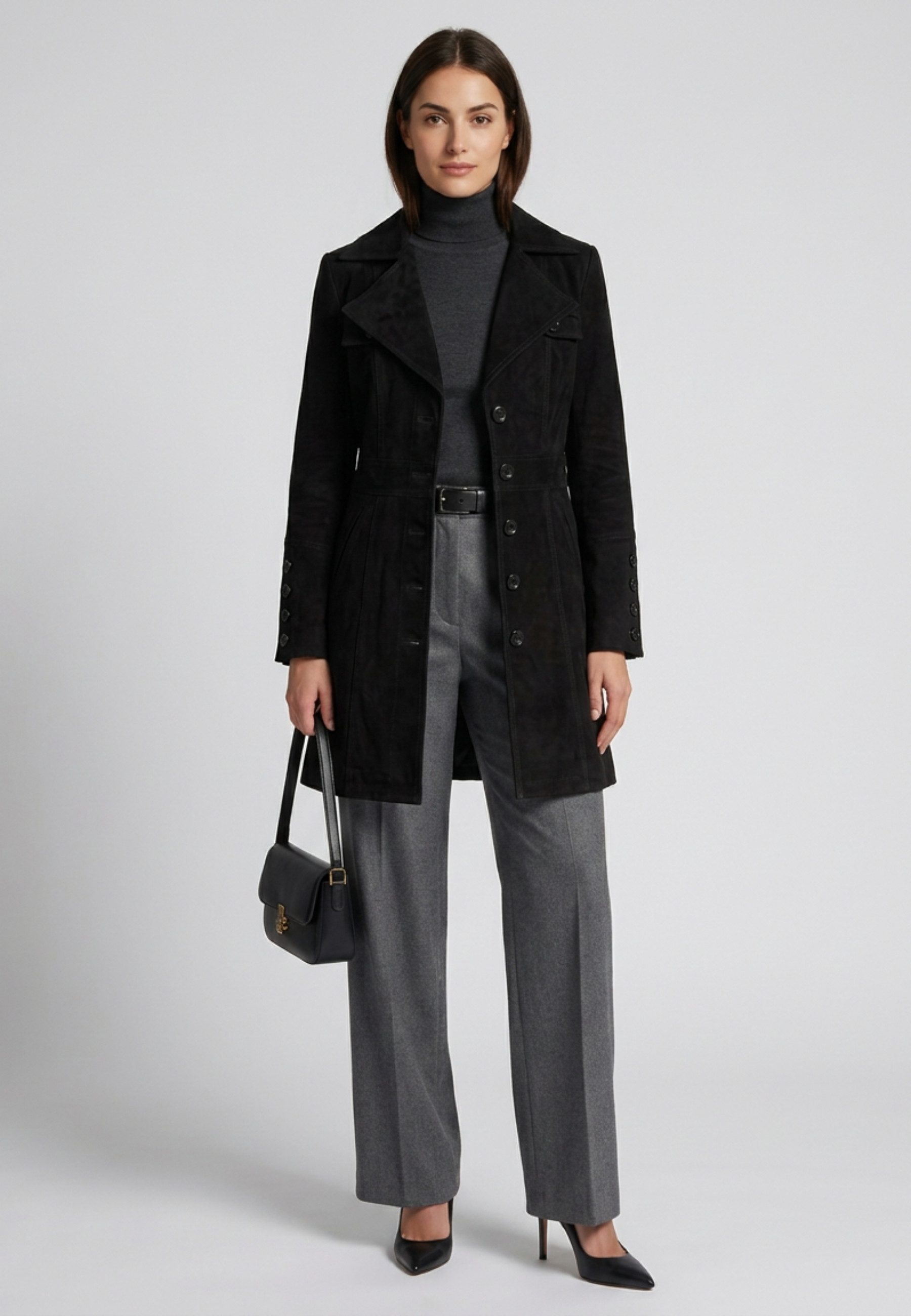 RICANO Ledermantel Lucy Handgefertigt aus echtem Leder