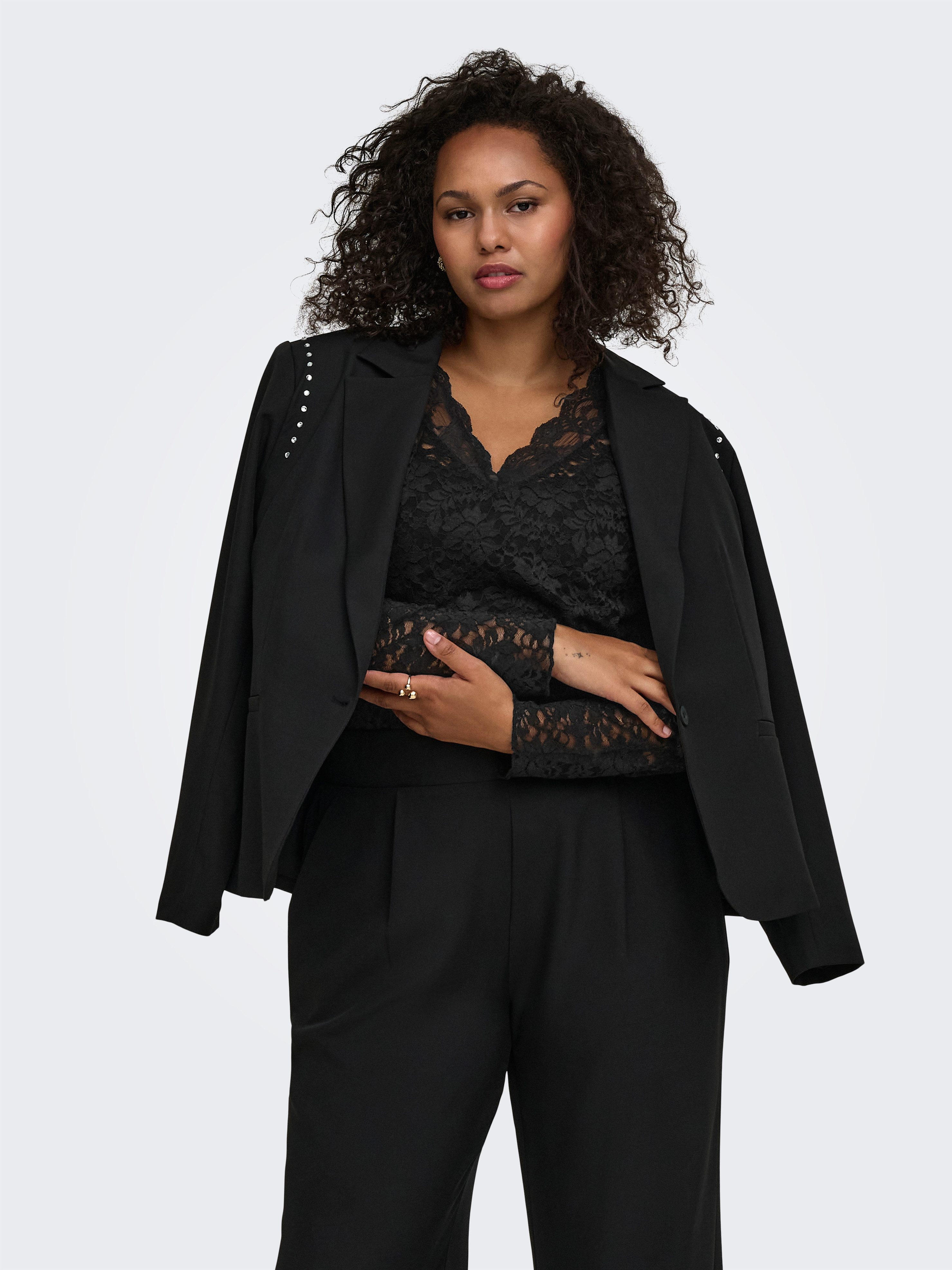 ONLY CARMAKOMA Langarmshirt CARNIKKA L/S LACE TOP JRS NOOS Kunstfaser