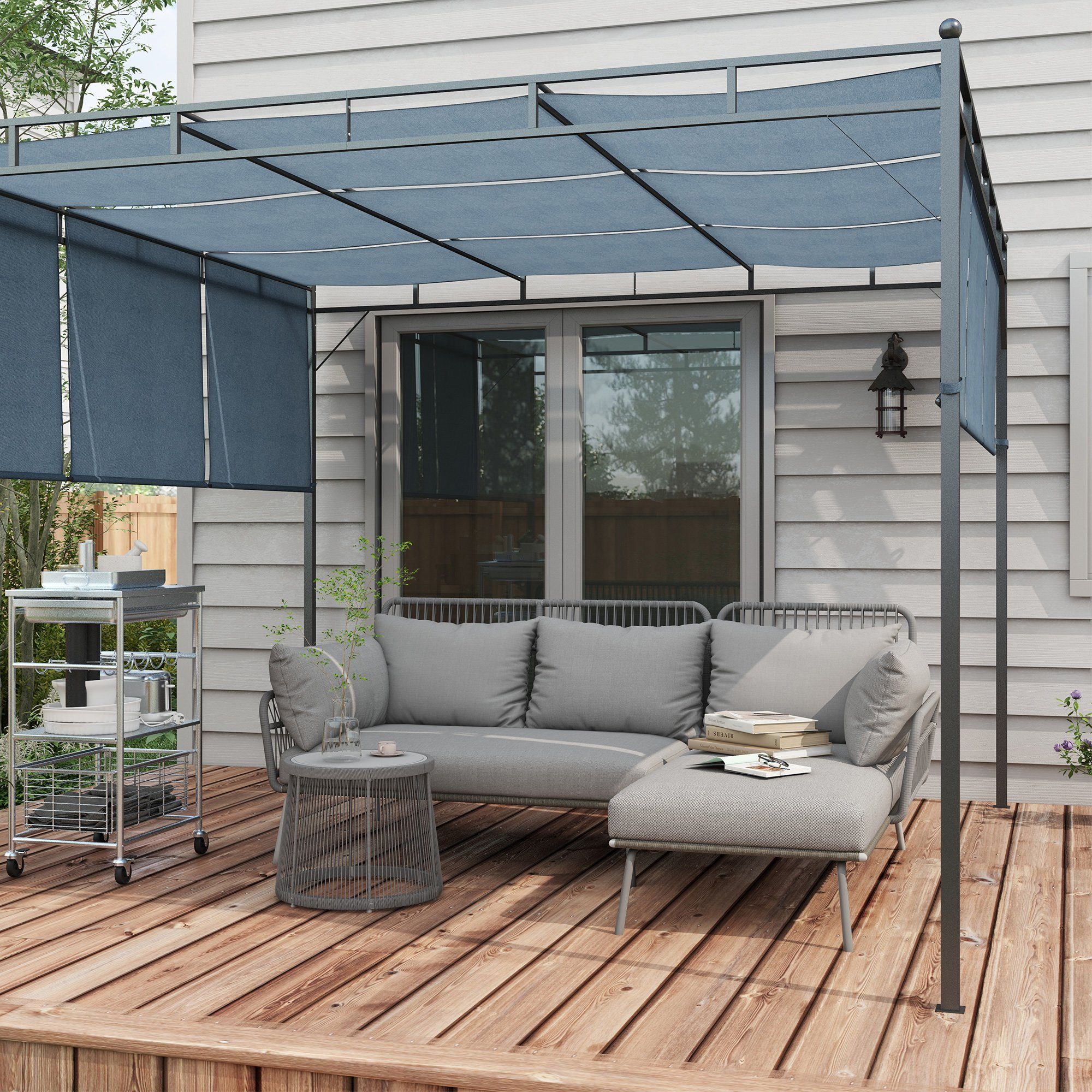 Outsunny Sitzgruppe Gartenmöbel-Set mit Kissen mit günstig online kaufen