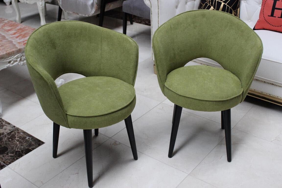 JVmoebel Stuhl Stuhlgruppe 2x Stühle Sessel Grün Sitz Stuhl Polster Design Sofort (2 St)