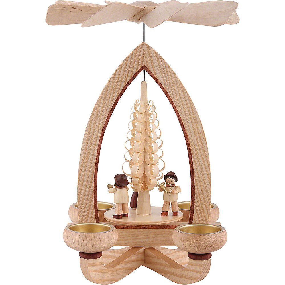 Heinz Lorenz Pyramiden Weihnachtspyramide 1-stöckige Pyramide Bläsertrio - natur (28cm) von Heinz Lorenz Pyramid