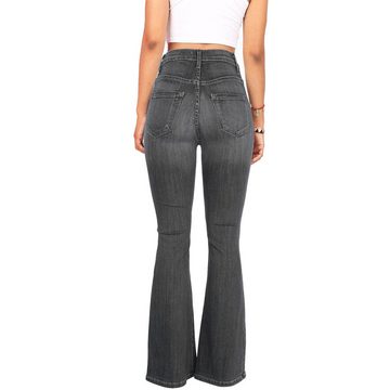 ZWY Bootcut-Jeans Damen-Jeans, schmale, ausgestellte Hose mit hoher Taille Klassische und stilvolle Pendlerjeans
