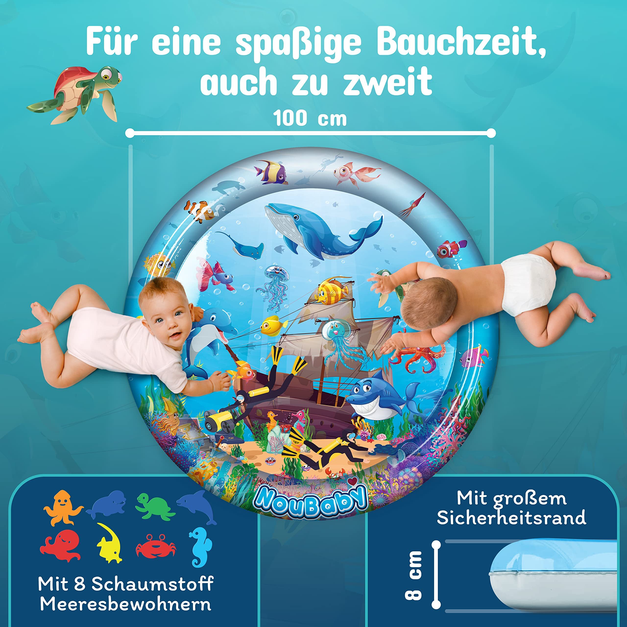 NouBaby Spielmatte Wassermatte Baby BPA Frei XXL I Babymatte und Spielzeug ab 3 Monate