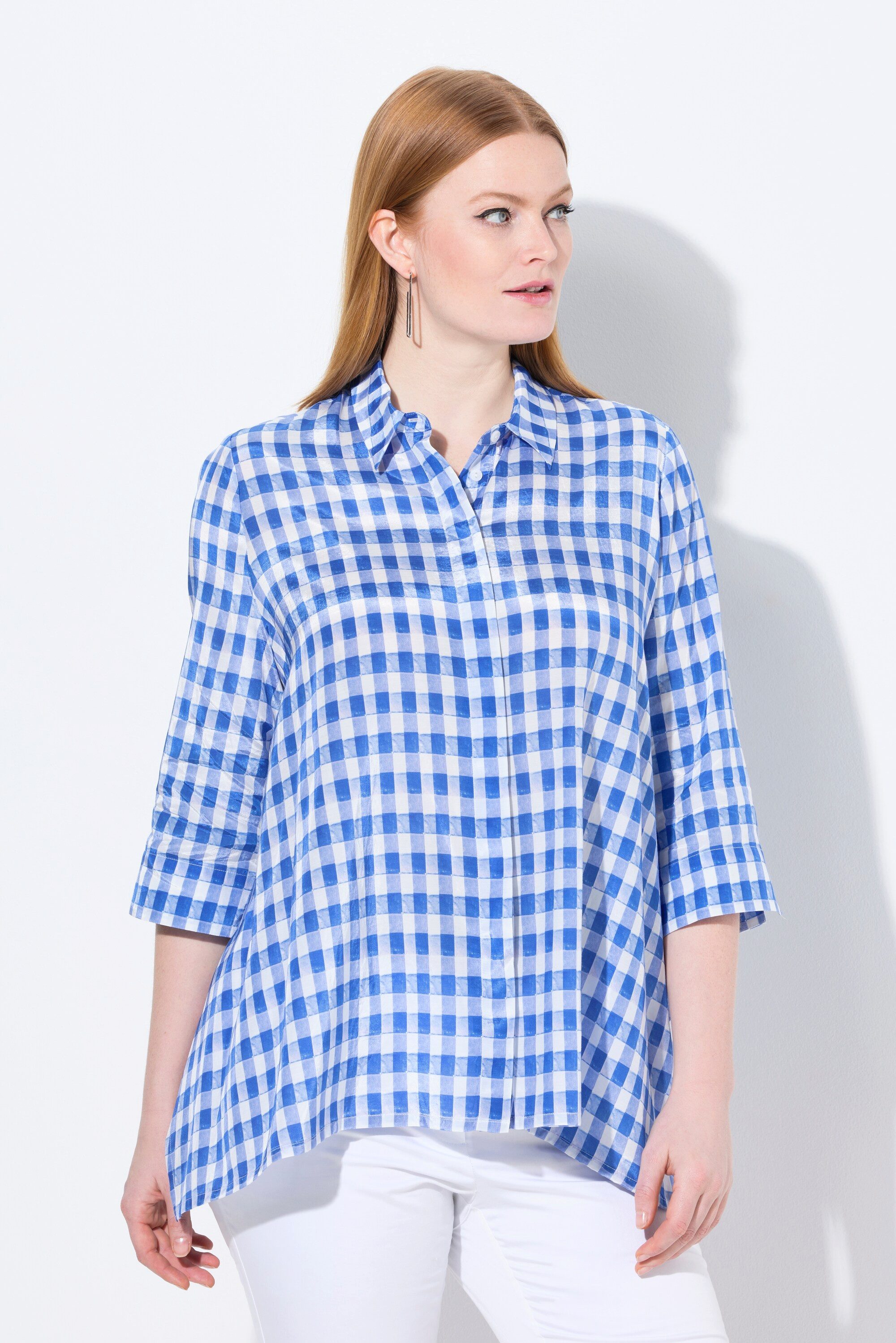 Ulla Popken Hemdbluse Karobluse Zipfelsaum Oversized günstig online kaufen