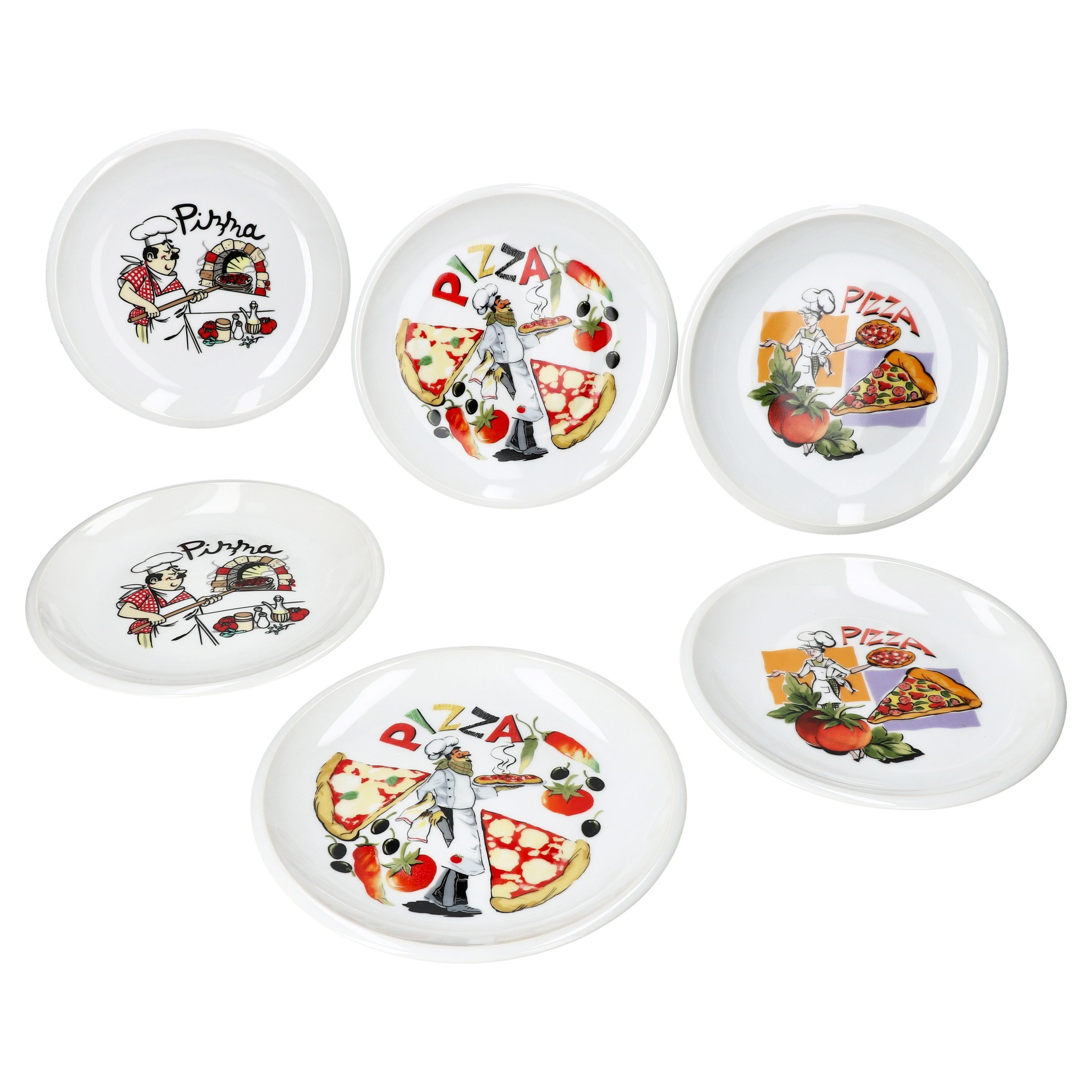 Pizzateller 6tlg Set kleine Pizzateller Porzellan Ø20,5cm verschiedene Motive
