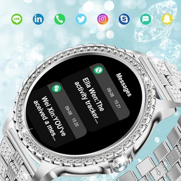 Fitonme Smartwatch (1,32 Zoll, Andriod iOS), Damen Telefonfunktion Fitnessuhr Pulsuhr SpO2 Wasserdicht Sportuhr