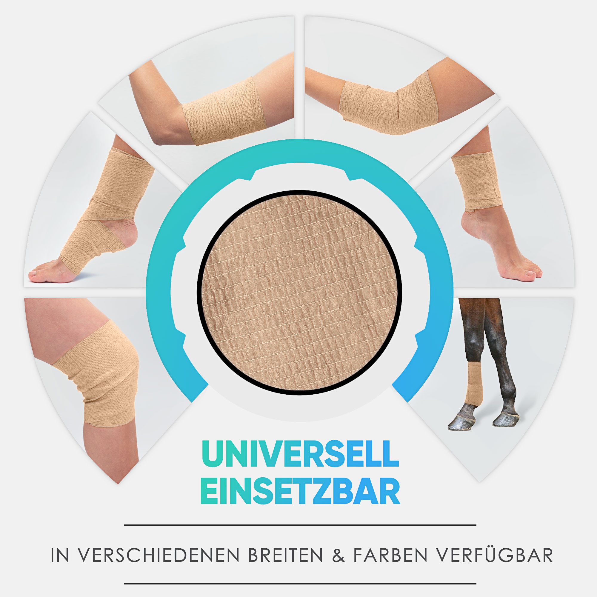 Health Press Bandage Selbstklebender Verband - 12 Elastische Bandagen Rollen (10cm x 4,5m)