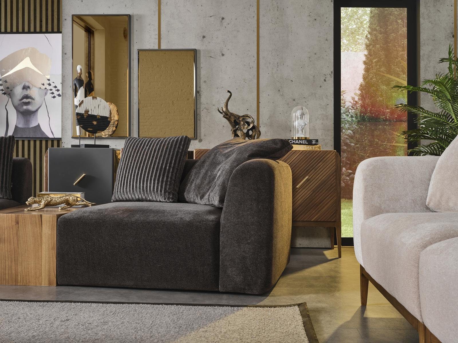JVmoebel 3-Sitzer Sofa 3 Sitzer Wohnzimmer Möbel Textil Sofas grau Polster Neu Modern