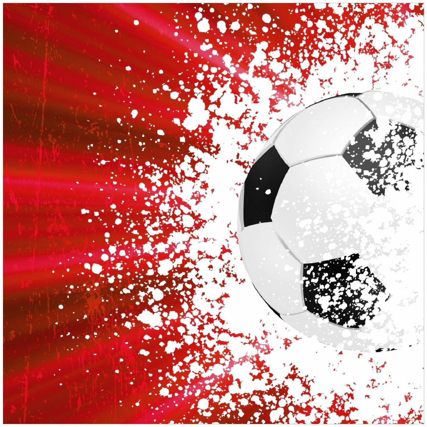 Wallario Memoboard Fußball - Splashing Design in rot