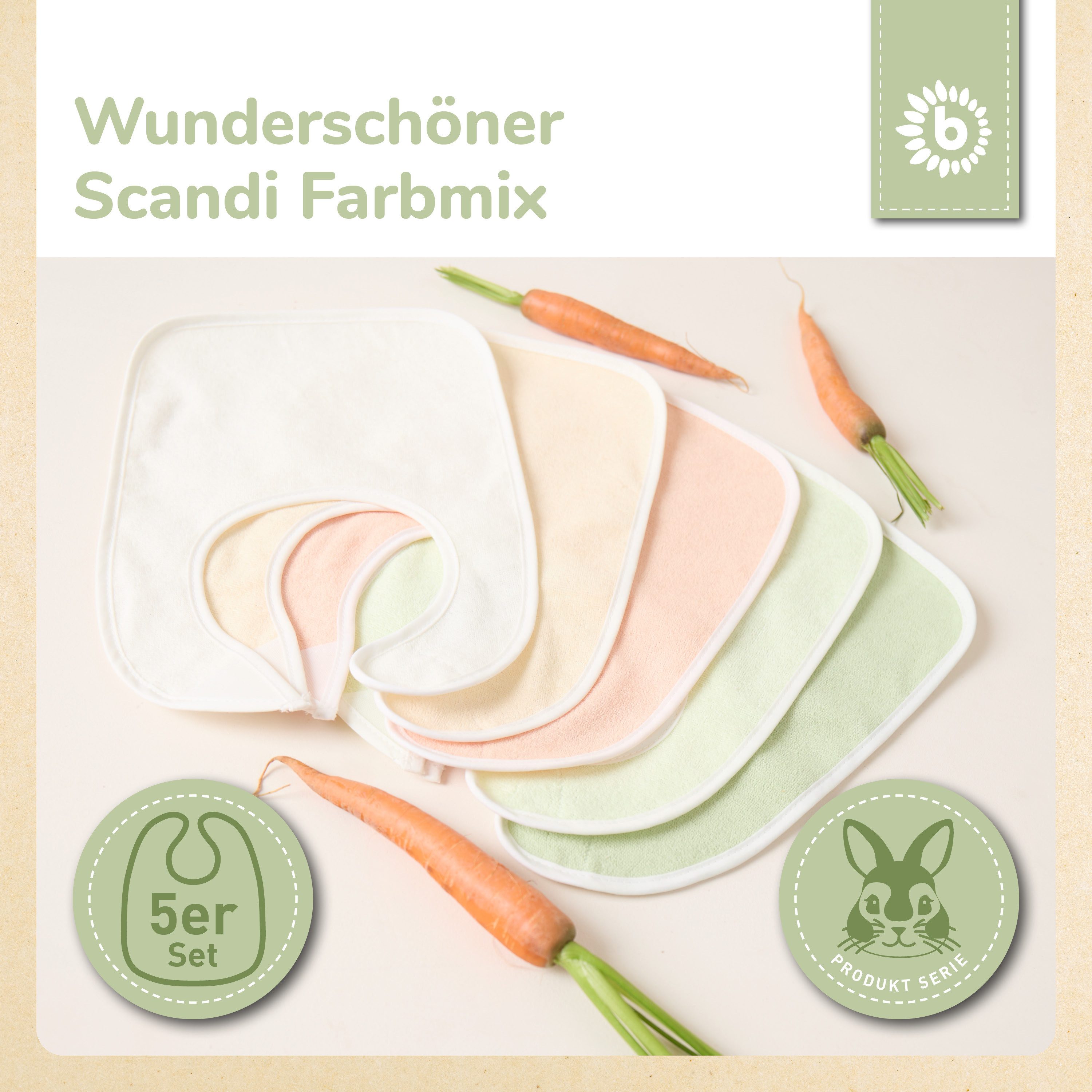 BIECO Lätzchen 5er Pack Baby Lätzchen mit Klettverschluss
