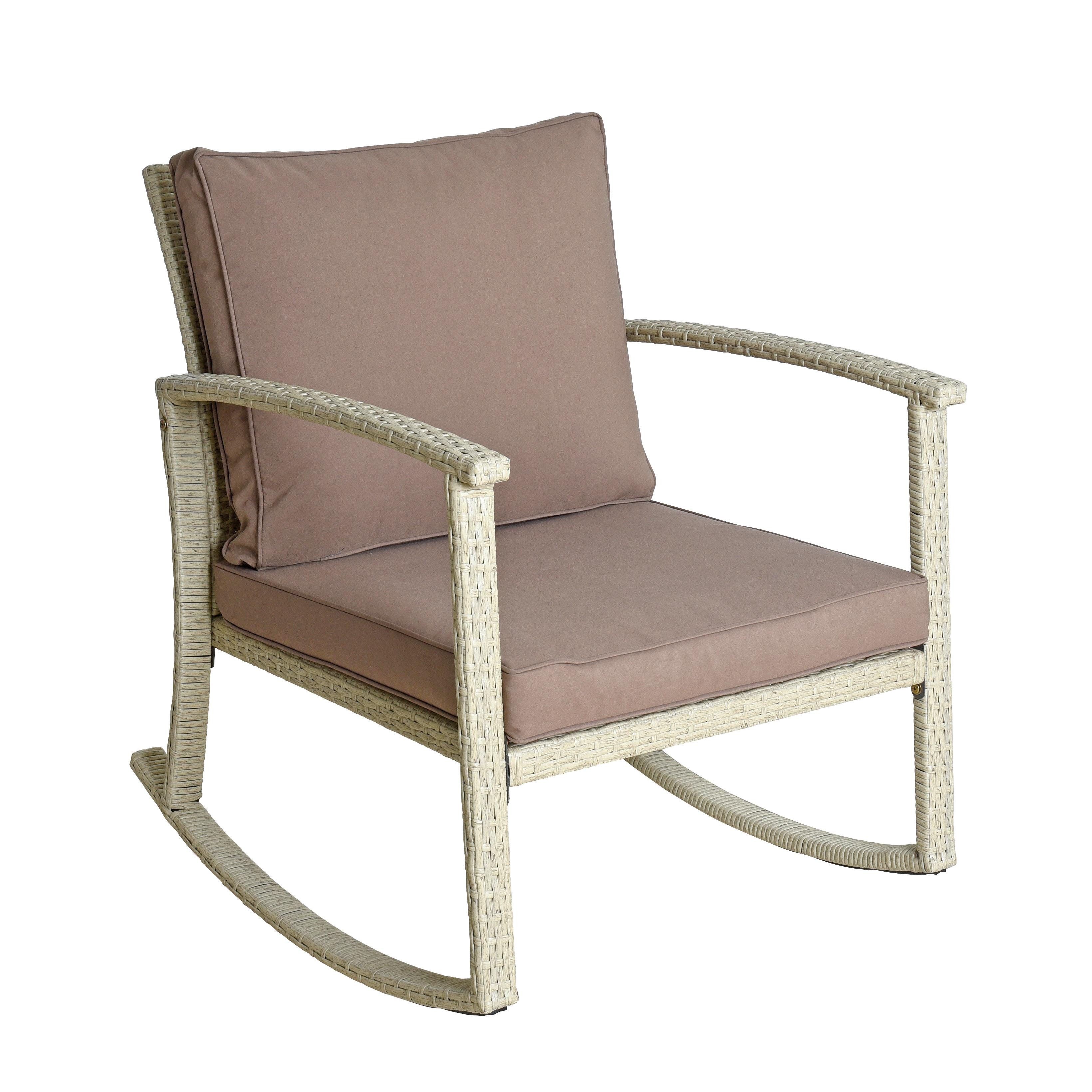 ESTEXO Gartensessel Polyrattan Schaukelstuhl Relaxsessel Gartenstuhl Schwingsessel + Kis