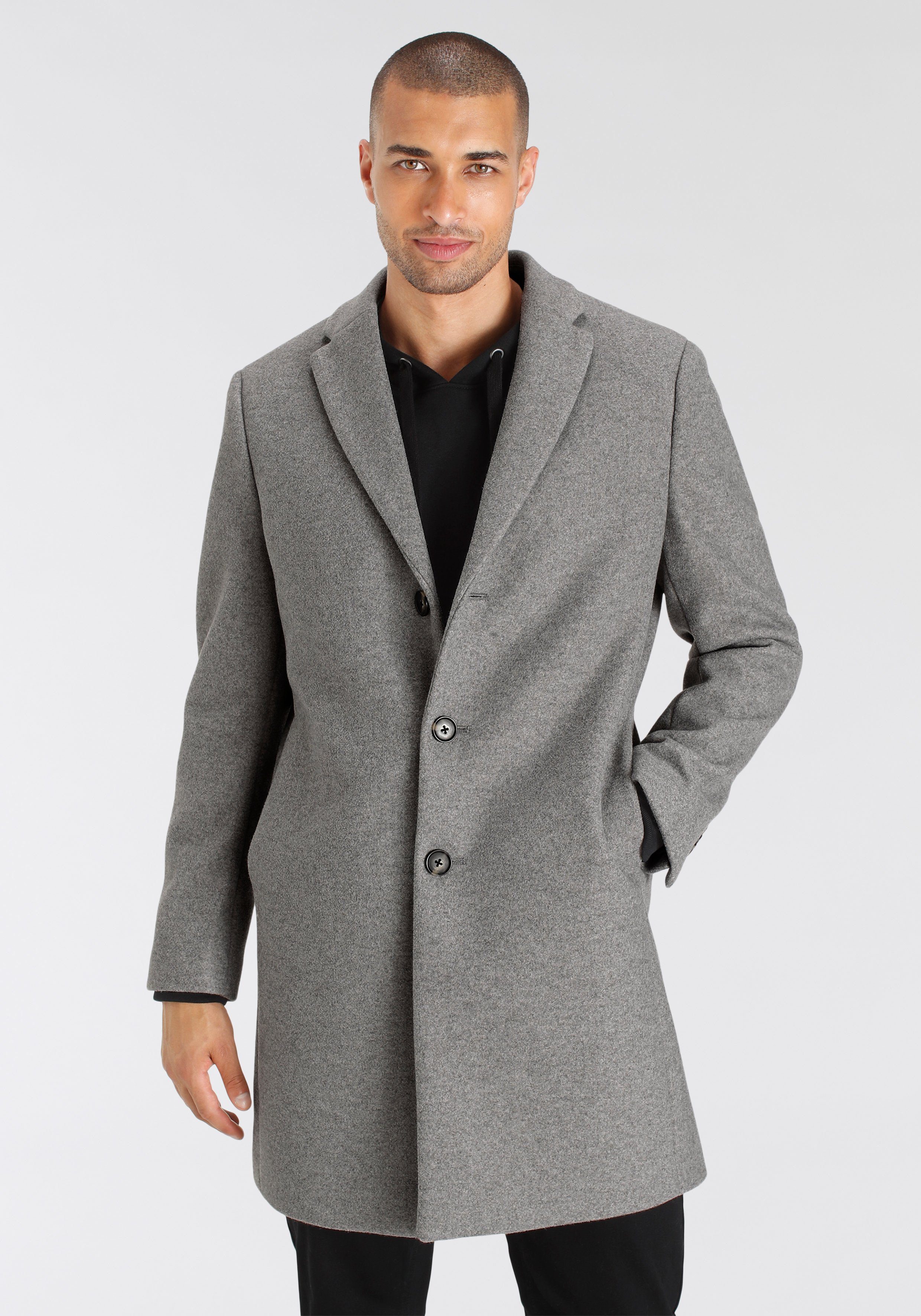 Bruno Banani Kurzmantel Flex-Coat grau melange