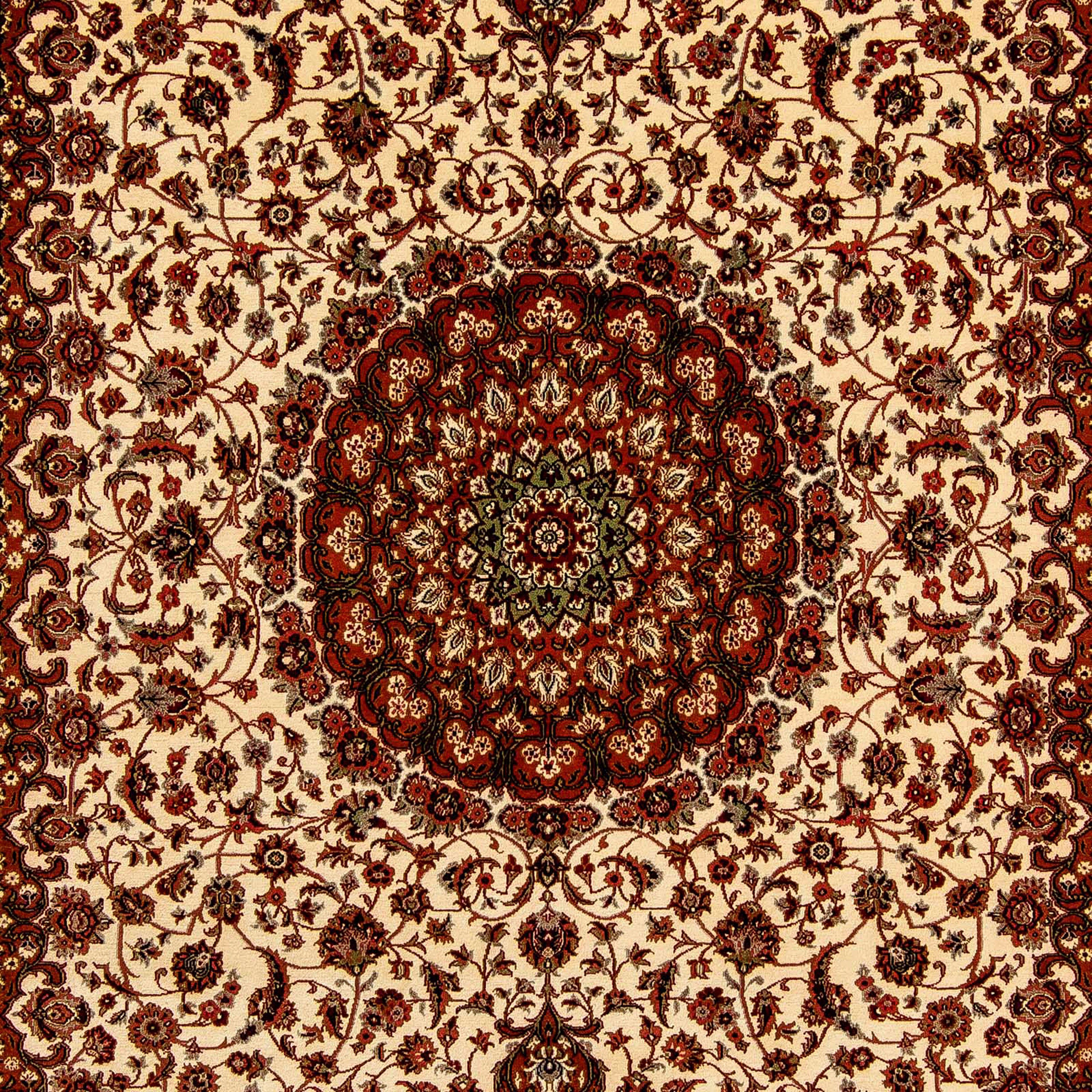 Orientteppich Perser - Ghom - dunkelrot, x Handgeknüpft, 358 Wohnzimmer, morgenland, mit Zertifikat Einzelstück cm Höhe: 10 - 244 mm, rechteckig