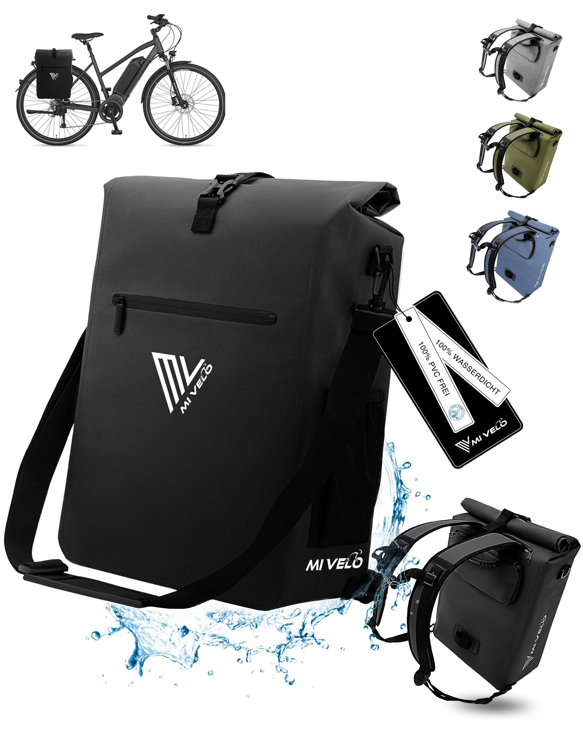 Fahrradtasche 3in1 Gepäckträgertasche, Rucksack für Fahrrad Gepäckträger wasserdicht