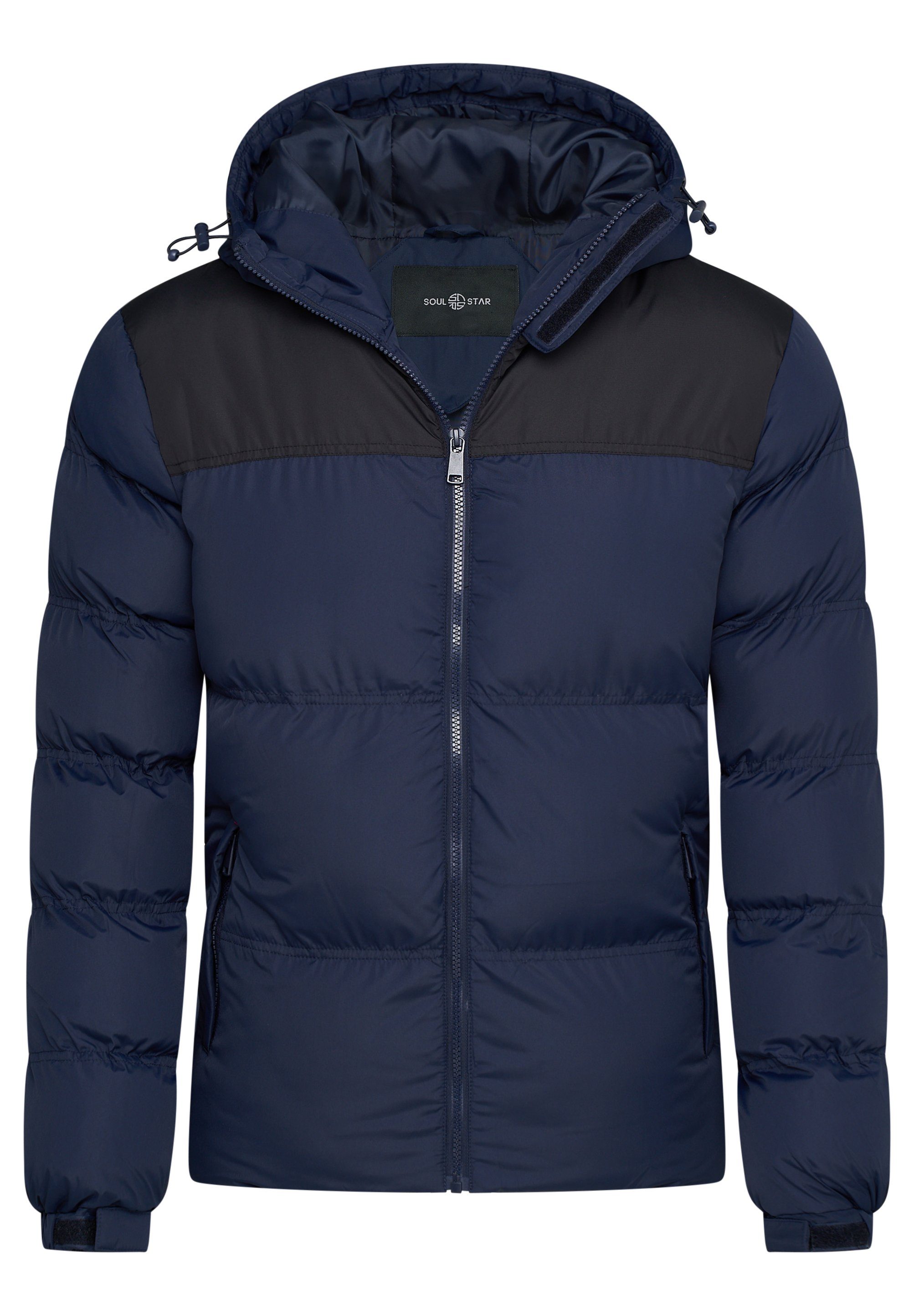 SOULSTAR Winterjacke S2KRAGERO Puffer Jacke mit Kapuze warme Steppjacke Panel-Navy