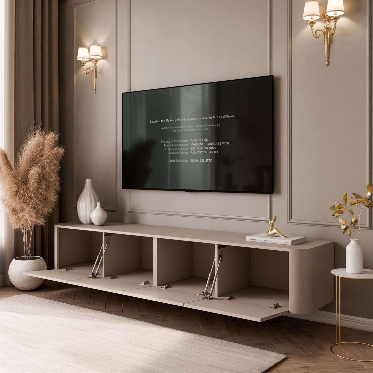 Lookway TV-Schrank CELESTE TV-Hängeschrank mit LED-Beleuchtung (2x TV-Schrank, mit LED Beleuchtung) 200x40x33,5 cm – Bild 4 von 5