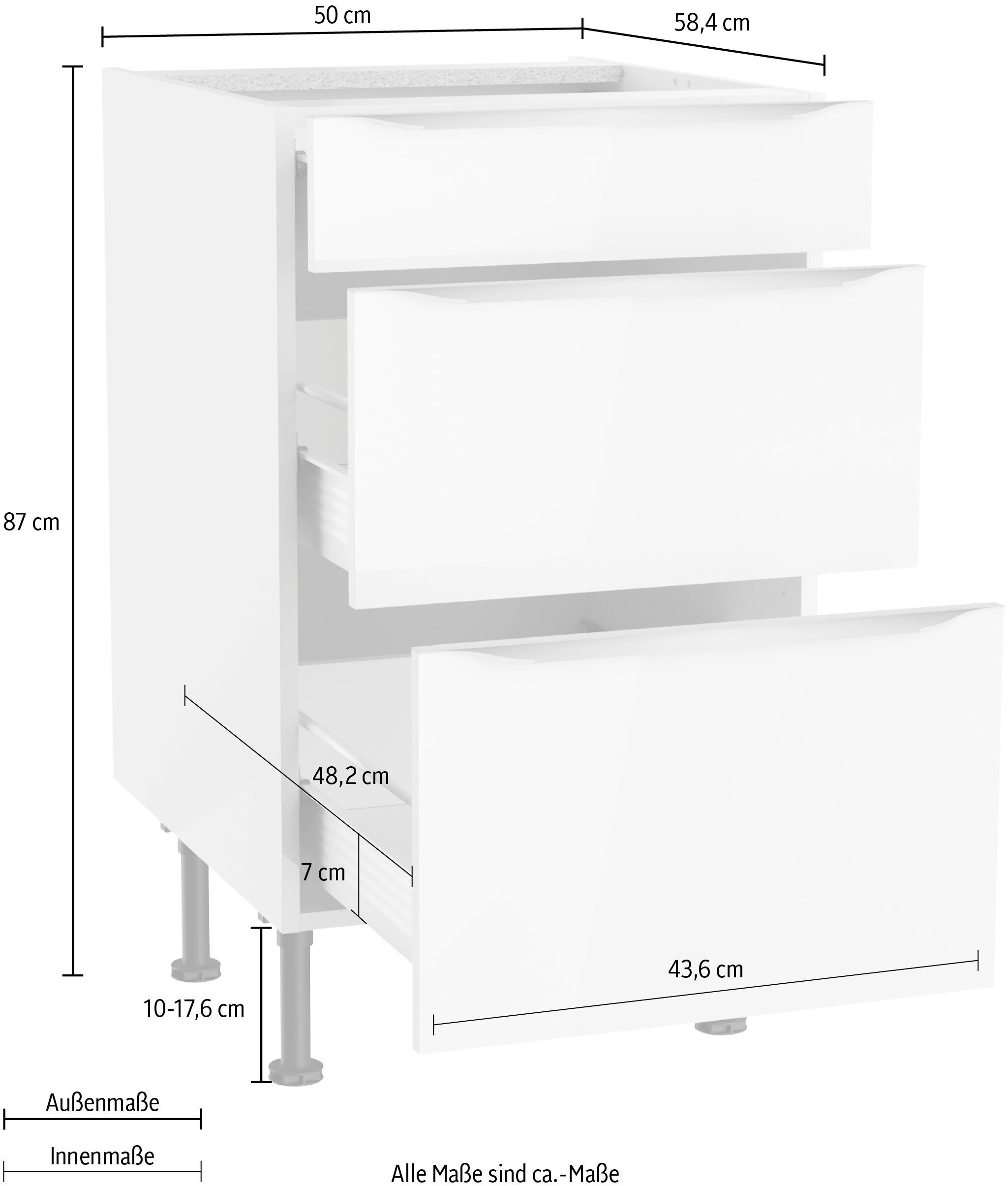 weiß-wildeiche Nachbildung OPTIFIT Unterschrank | Nachbildung Aken wildeiche