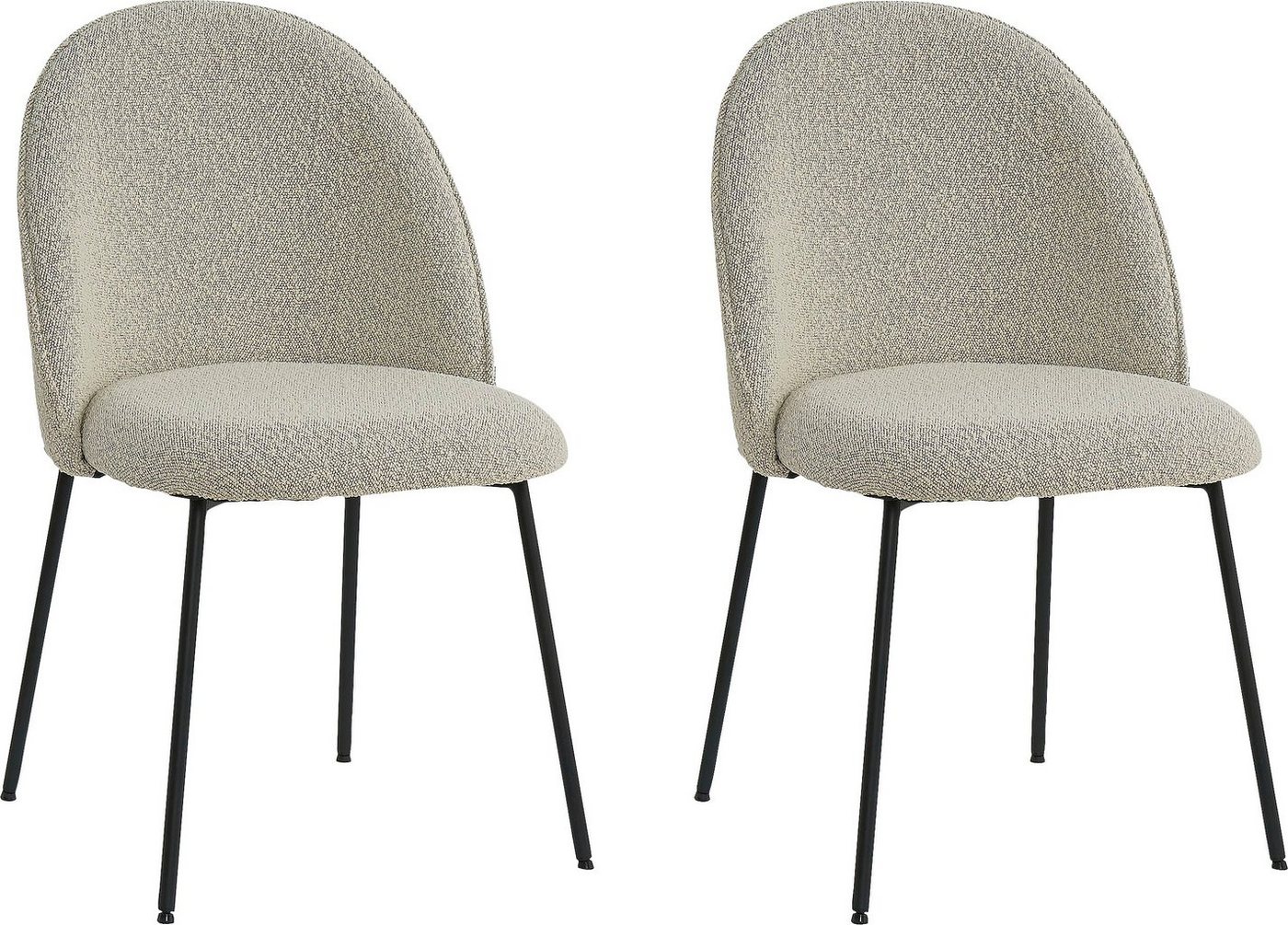 SIT Polsterstuhl Empoli 2er-Set mit Bouclé-Bezug und abgerundeter Rückenlehne (Set, 2 St), 4-Fuß-Gestell aus schwarz pulverbeschichtetem Metall