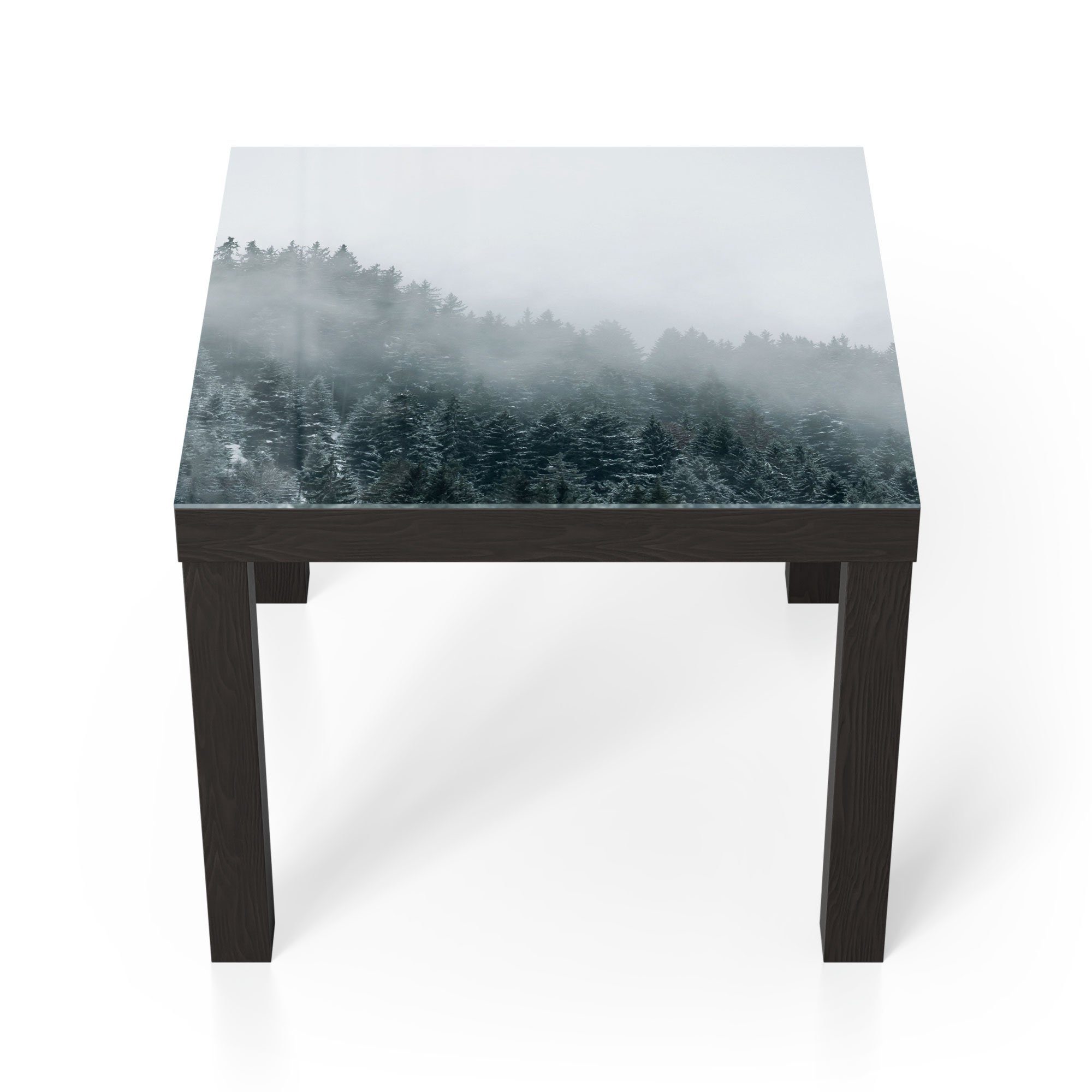 Glas 'Nebel DEQORI modern Schwarz Baumwipfeln', Glastisch über Beistelltisch Couchtisch