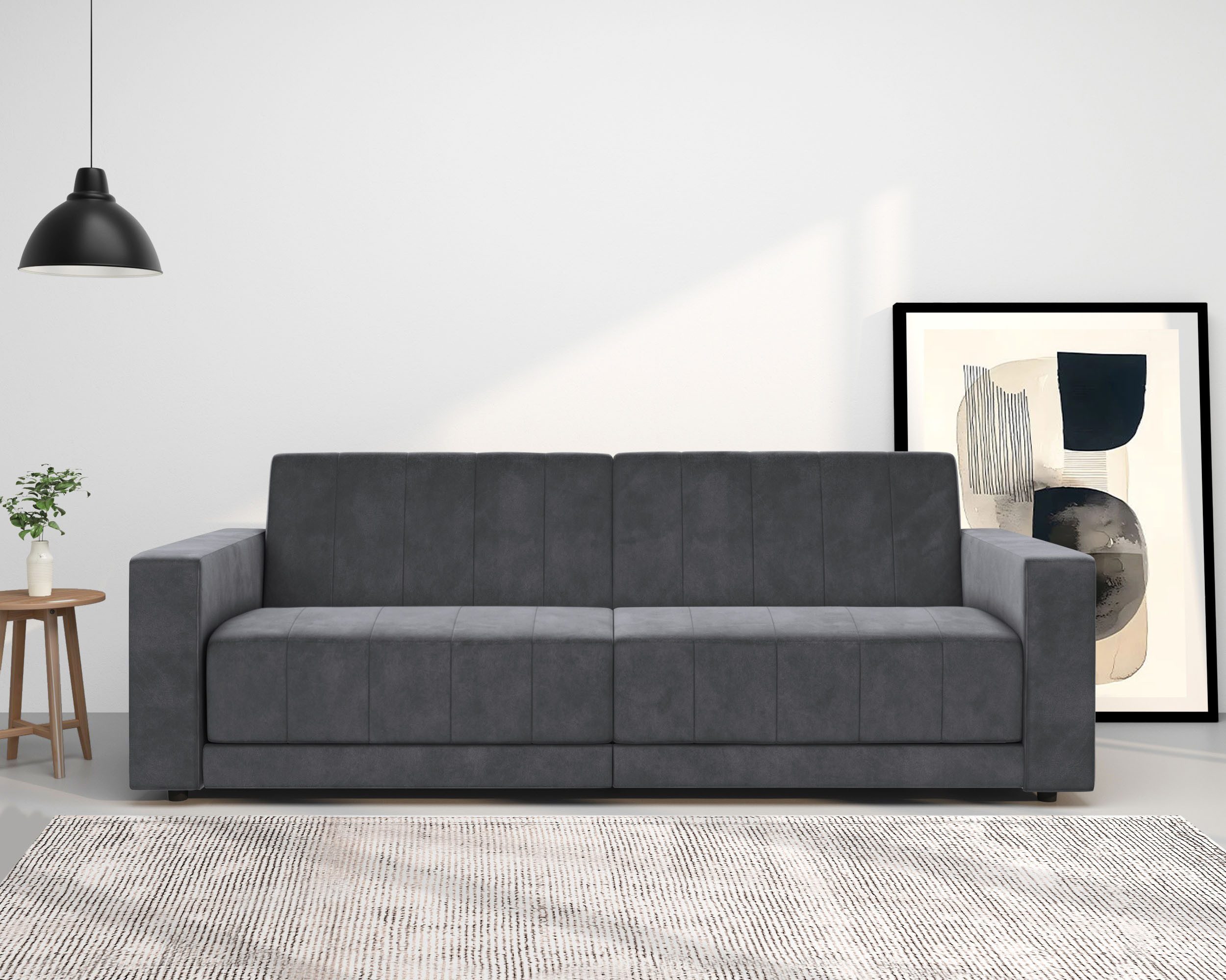 Dorel Home 3-Sitzer Allie II Schlafsofa 225 cm, Bett-Funktion (108/190cm), Rückenlehne 2-teilig, mit Steppung