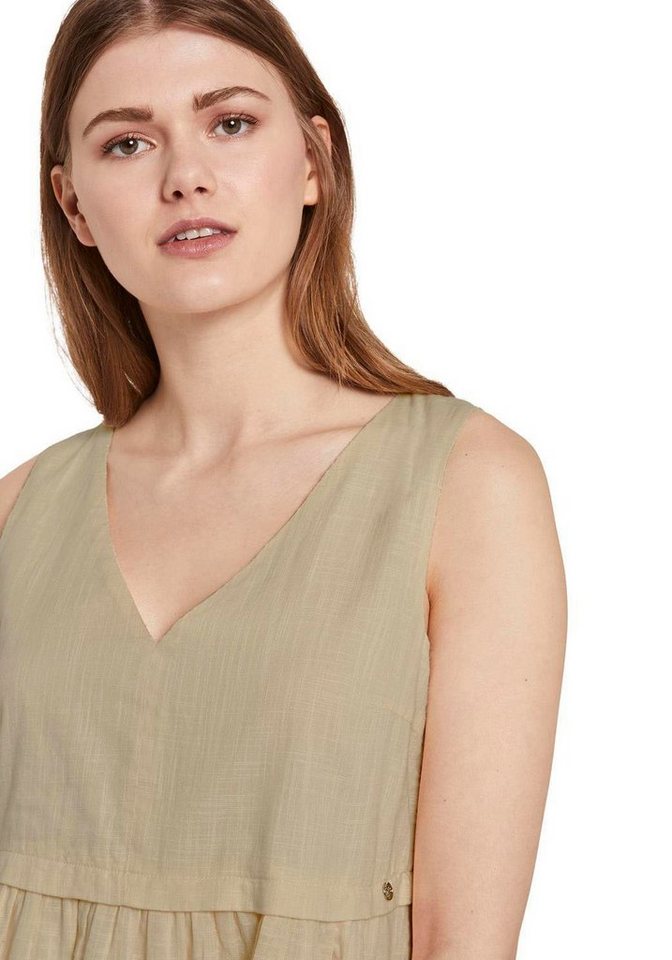 TOM TAILOR Denim Sommerkleid mit Knopfleiste am Rücken in beige