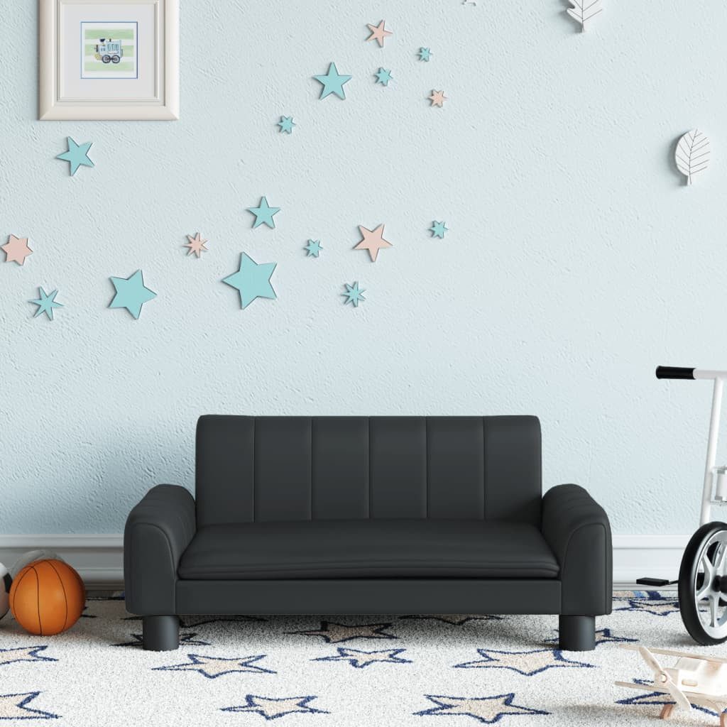 vidaXL Kindersofa, Kindersofa Schwarz 70x45x30 cm Kunstleder