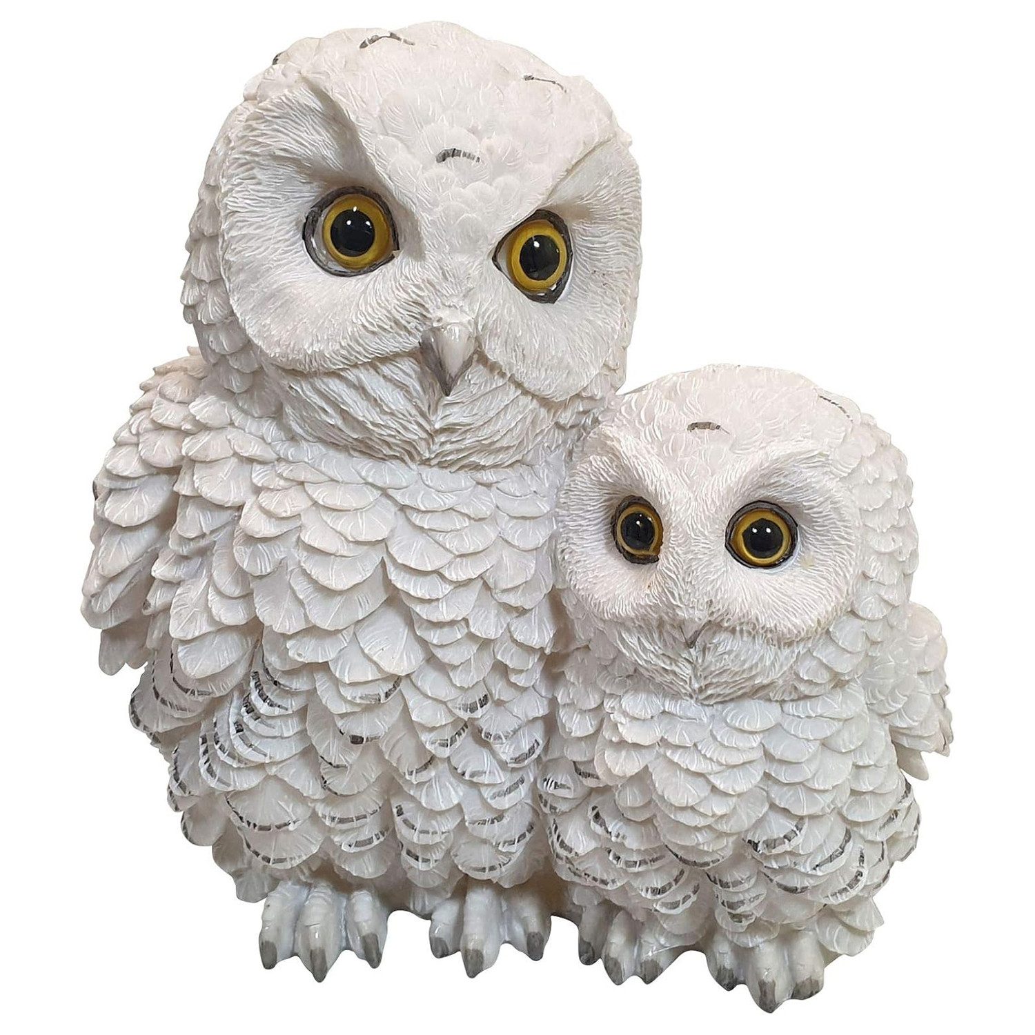 Fachhandel Plus Weihnachtsfigur Schneeeule mit Kind in weiß Tierfigur Eulenfigur Dekofigur (1x stehend), süße Weihnachtsdekoration
