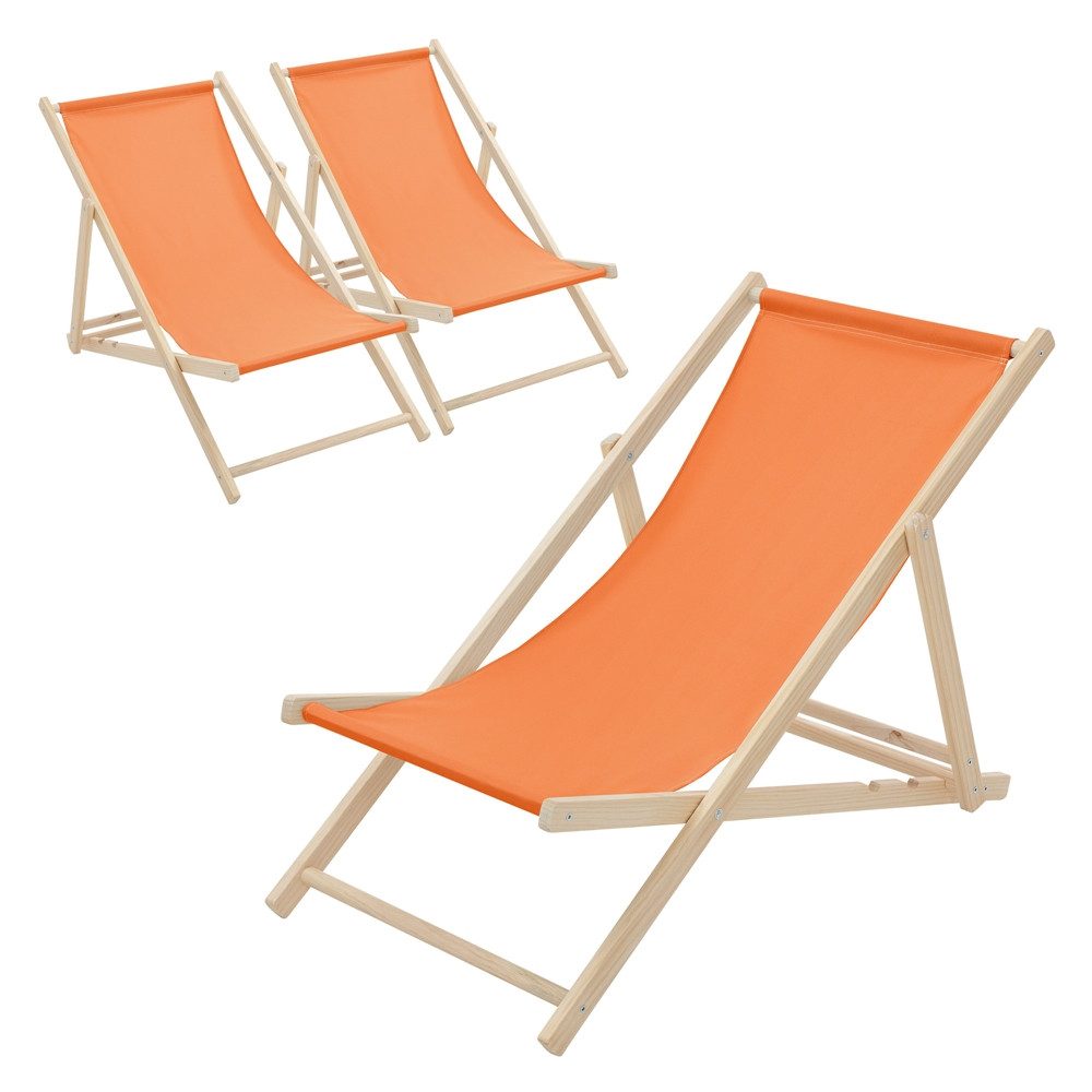 ECD Germany Gartenliege Holz Liegestuhl Beachstuhl klappbarer Strandstuhl Strandliege Liege, 3 St., 3er Set Sonnenliege mit 3-Fach verstellbarer Rückenlehne Relaxliege