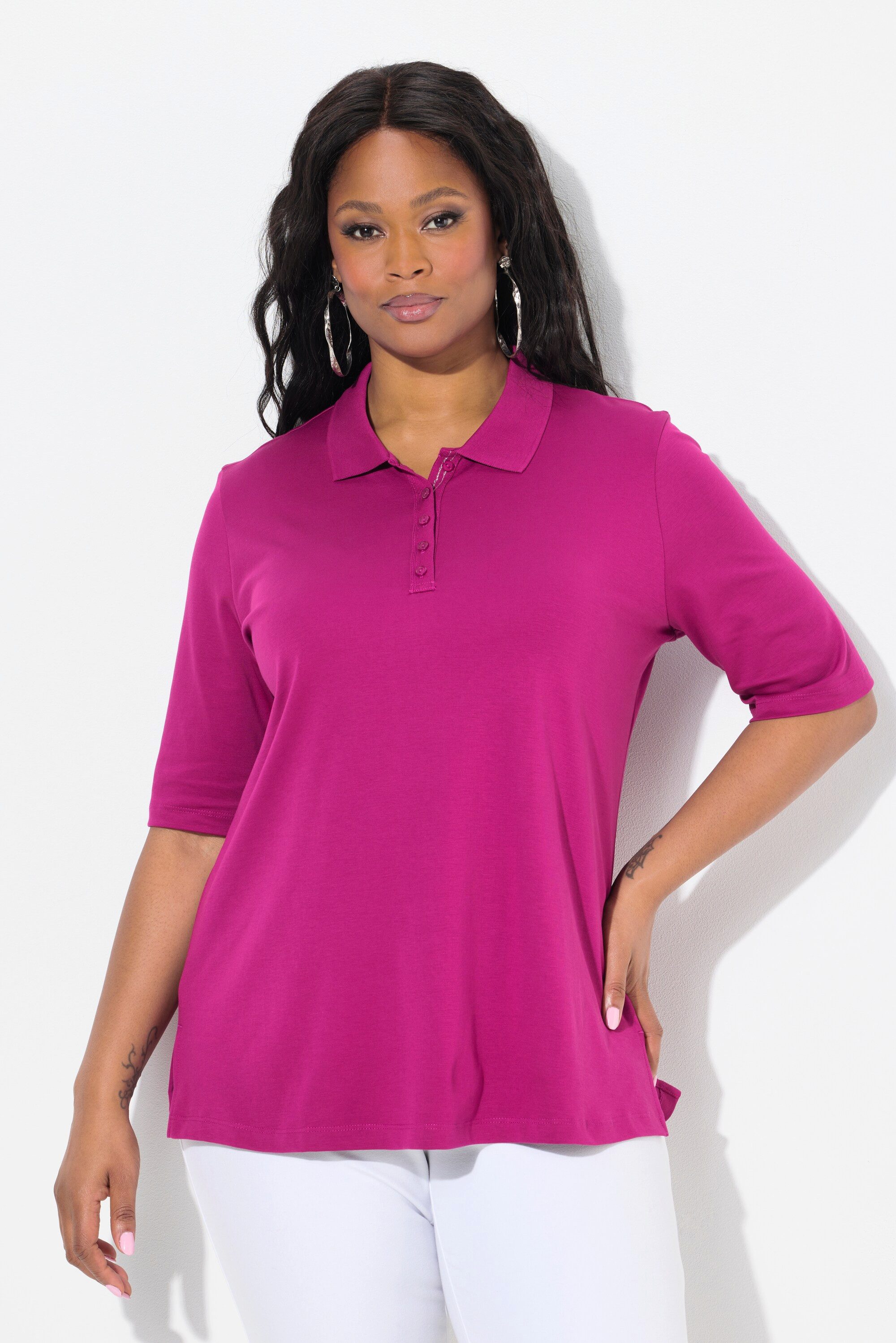 Ulla Popken Poloshirt Poloshirt Classic Pima Cotton Polokragen Halbarm