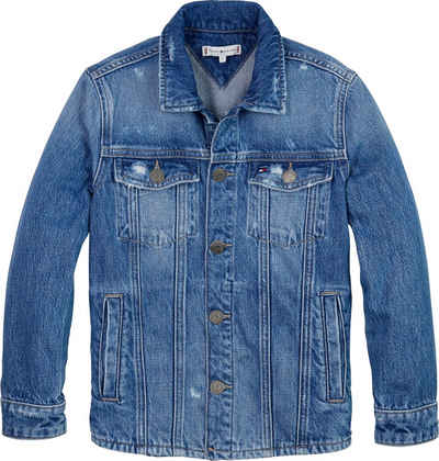 Tommy Hilfiger Jeansjacke U DENIM SHACKET DESTR. mit Abriebeffekten