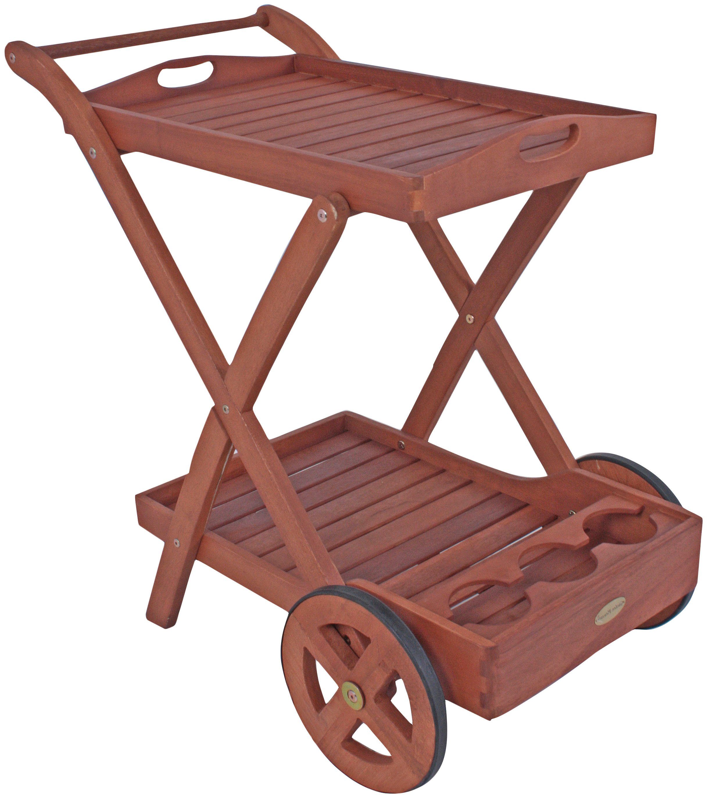 Garden Pleasure Servierwagen Toledo, Eukalyptusholz, 88x54 cm, rollbar
