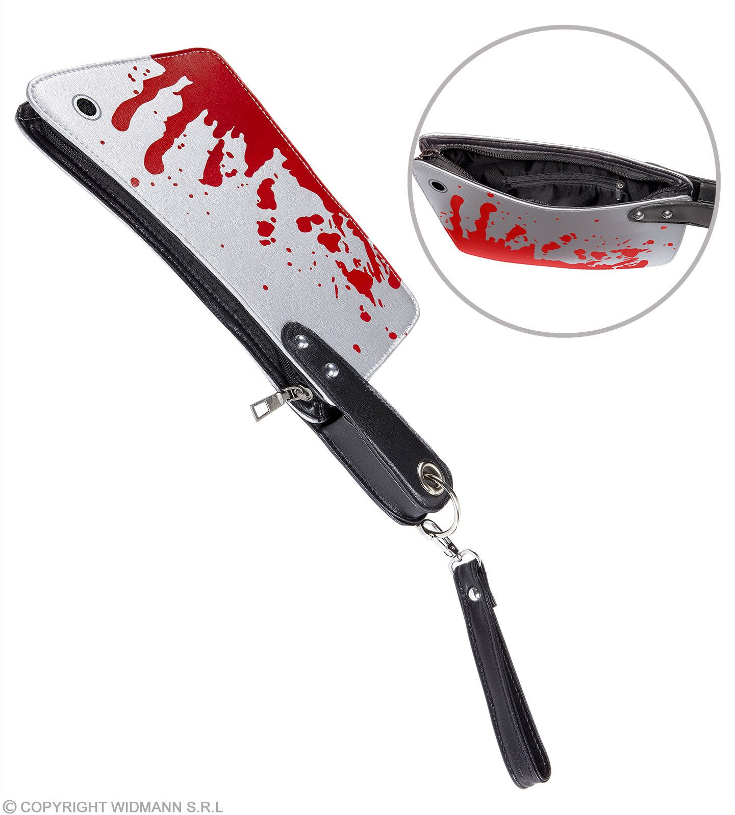 Widmann S.r.l. Kostüm Handtasche 'Blutiges Hackebeil', Silber Rot
