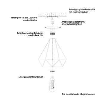 WILGOON Deckenleuchte Industrielle Hängeleuchte Vintage Lampe Retro E27 Flurlampe, LED wechselbar, Deckenlampe aus Metall 20CM Käfig Design Pendelleuchte